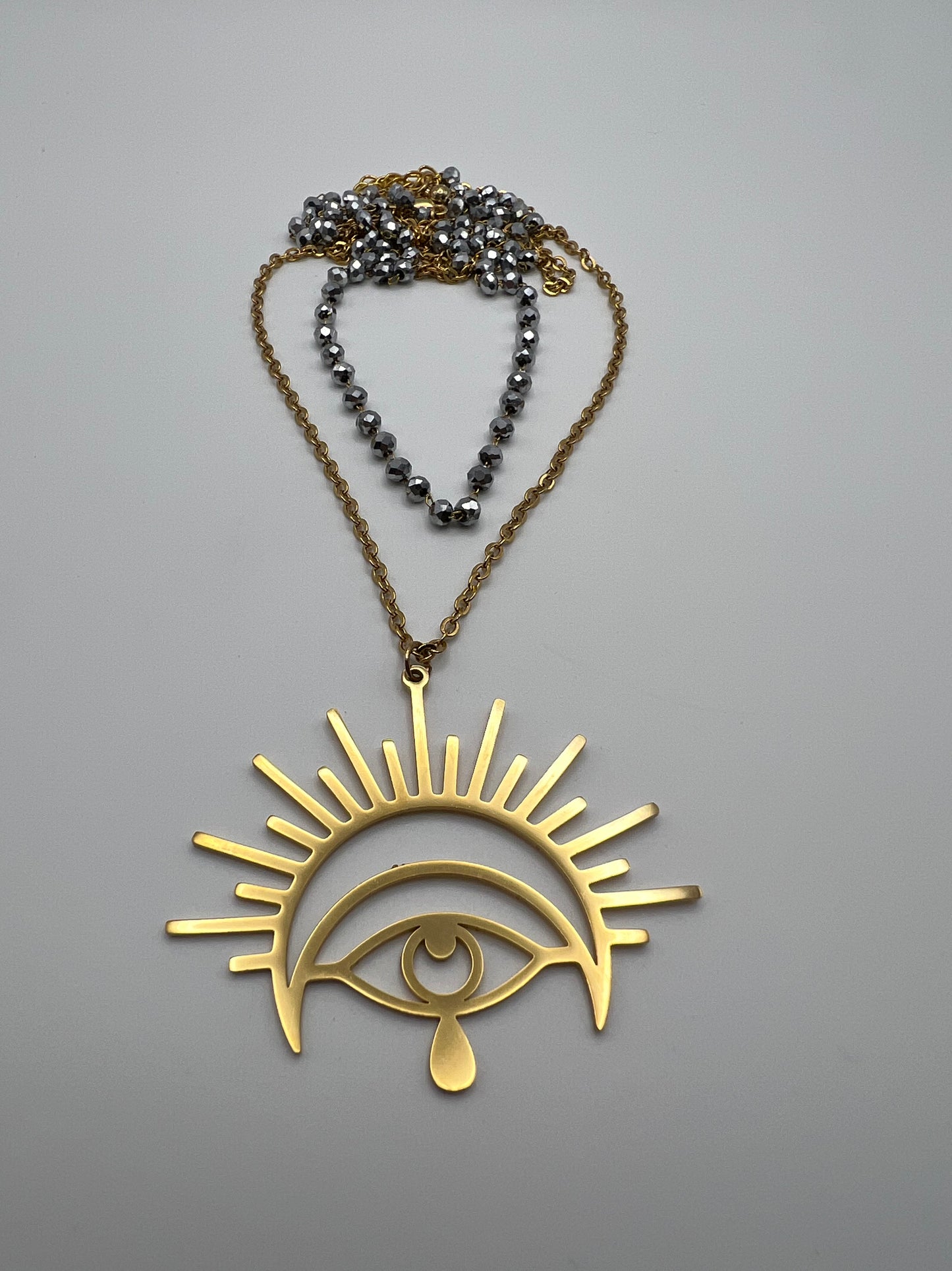 All Seeing Eye & Moon Pendant Necklace