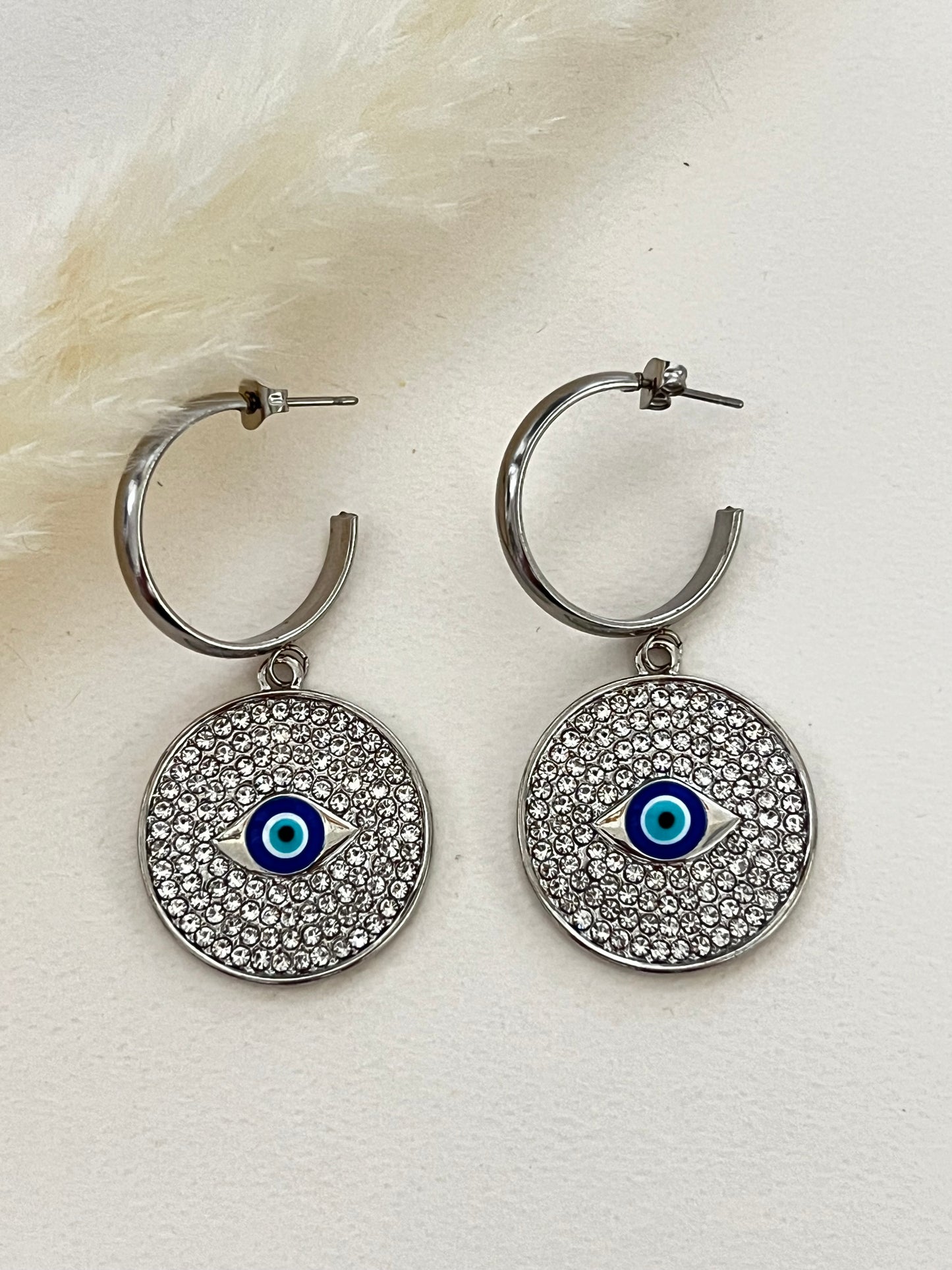 Evil Eye Zircon Hoop Earrings