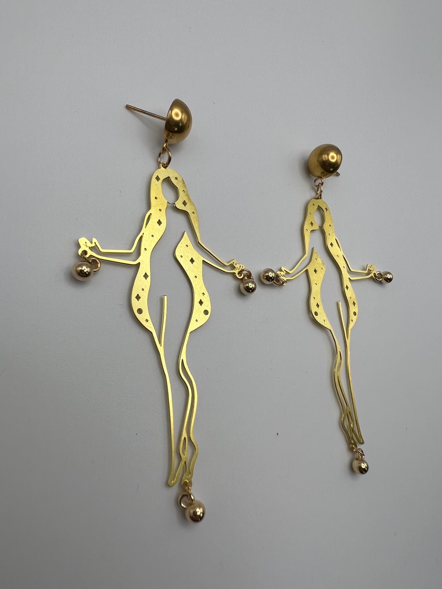 Brass Woman's Silhouette Earrings