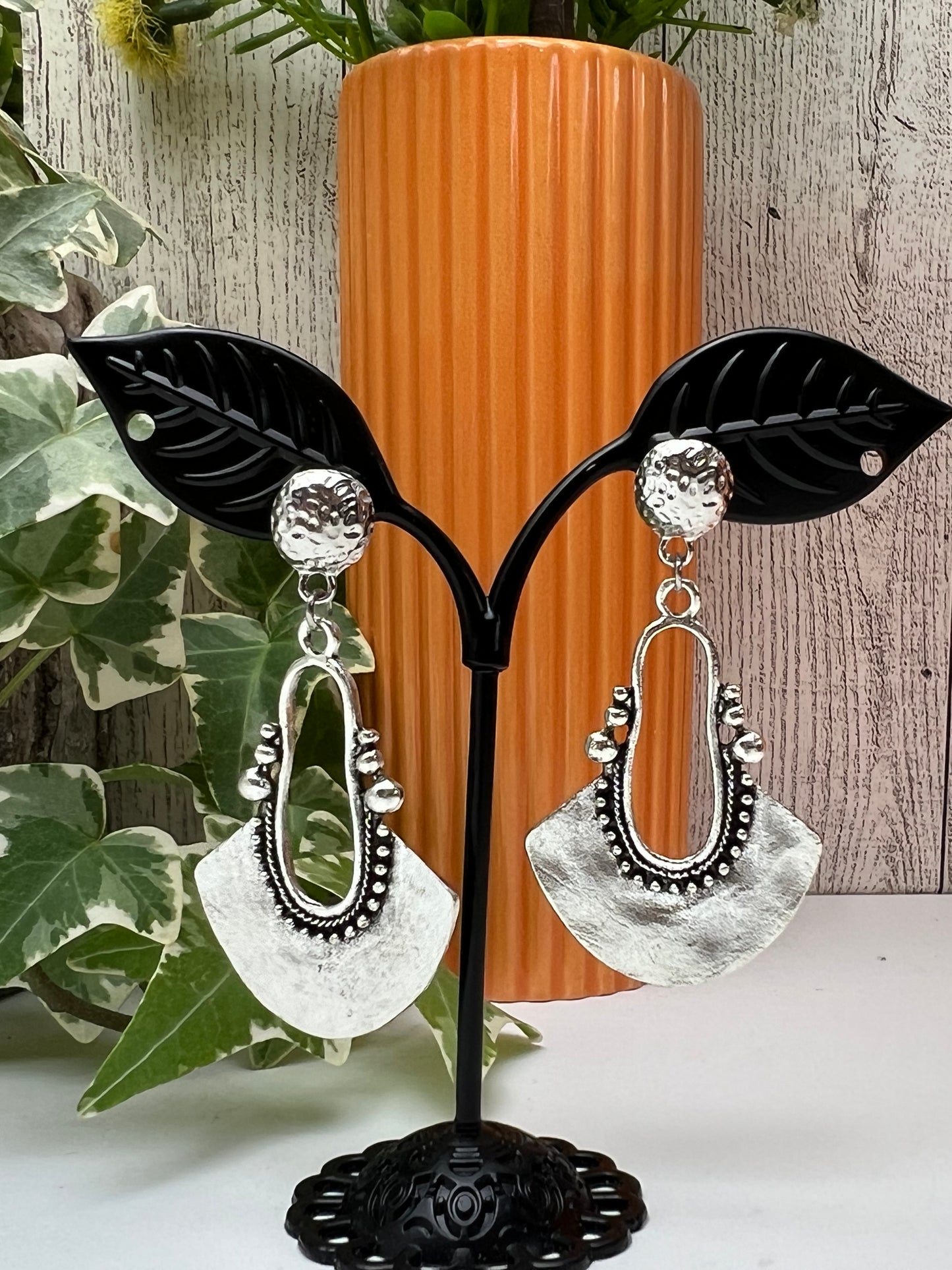 Western Boho Silver Dangle Earrings