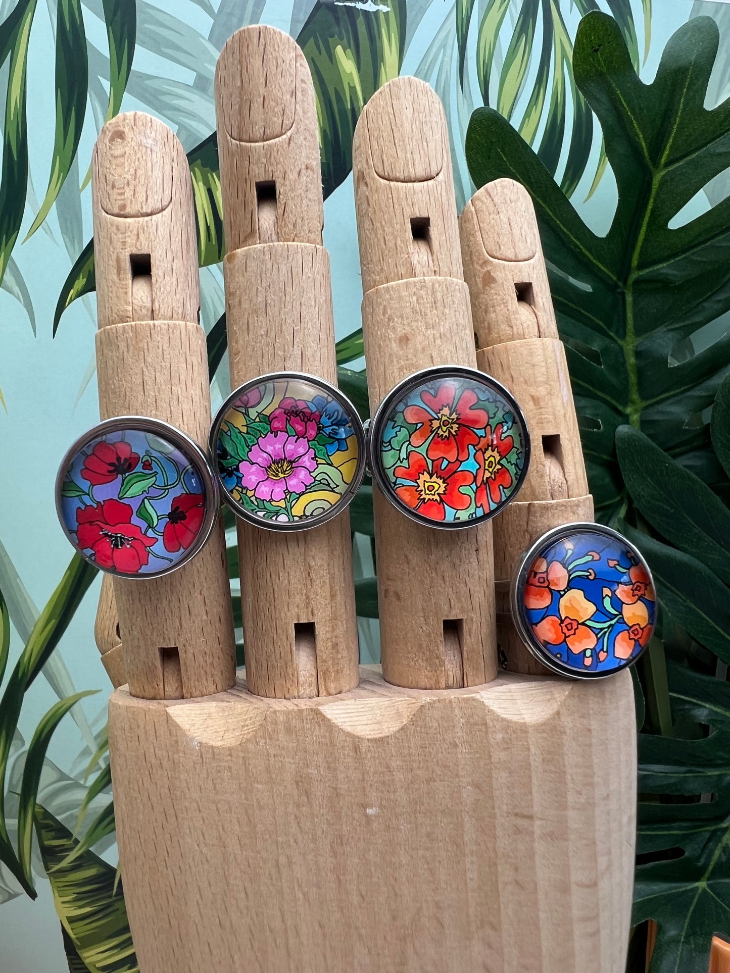 Oversized Elegant Floral Statement Rings