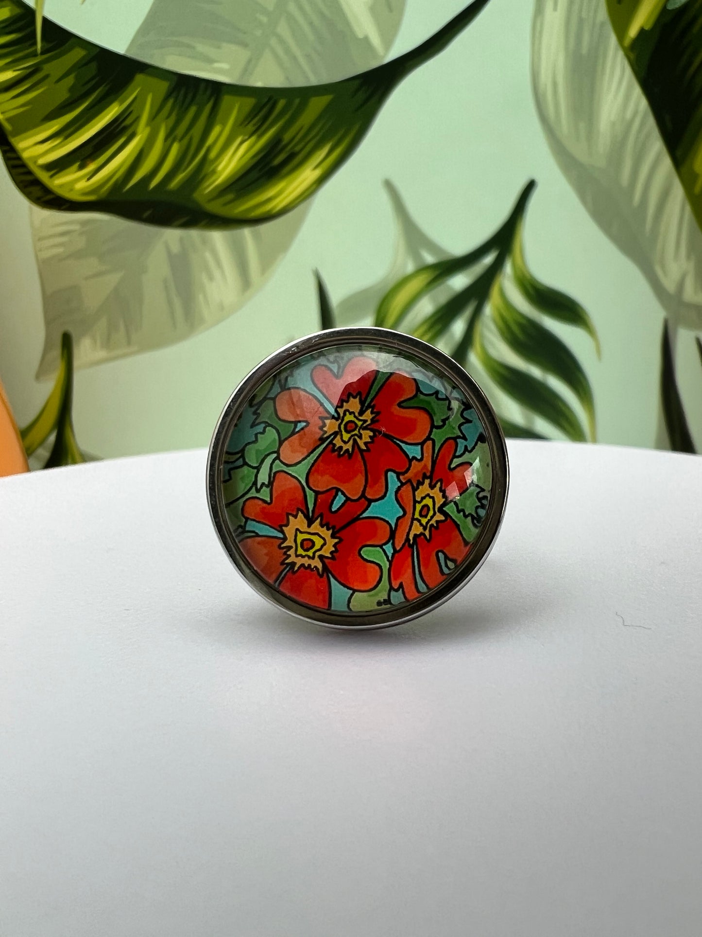 Oversized Elegant Floral Statement Rings