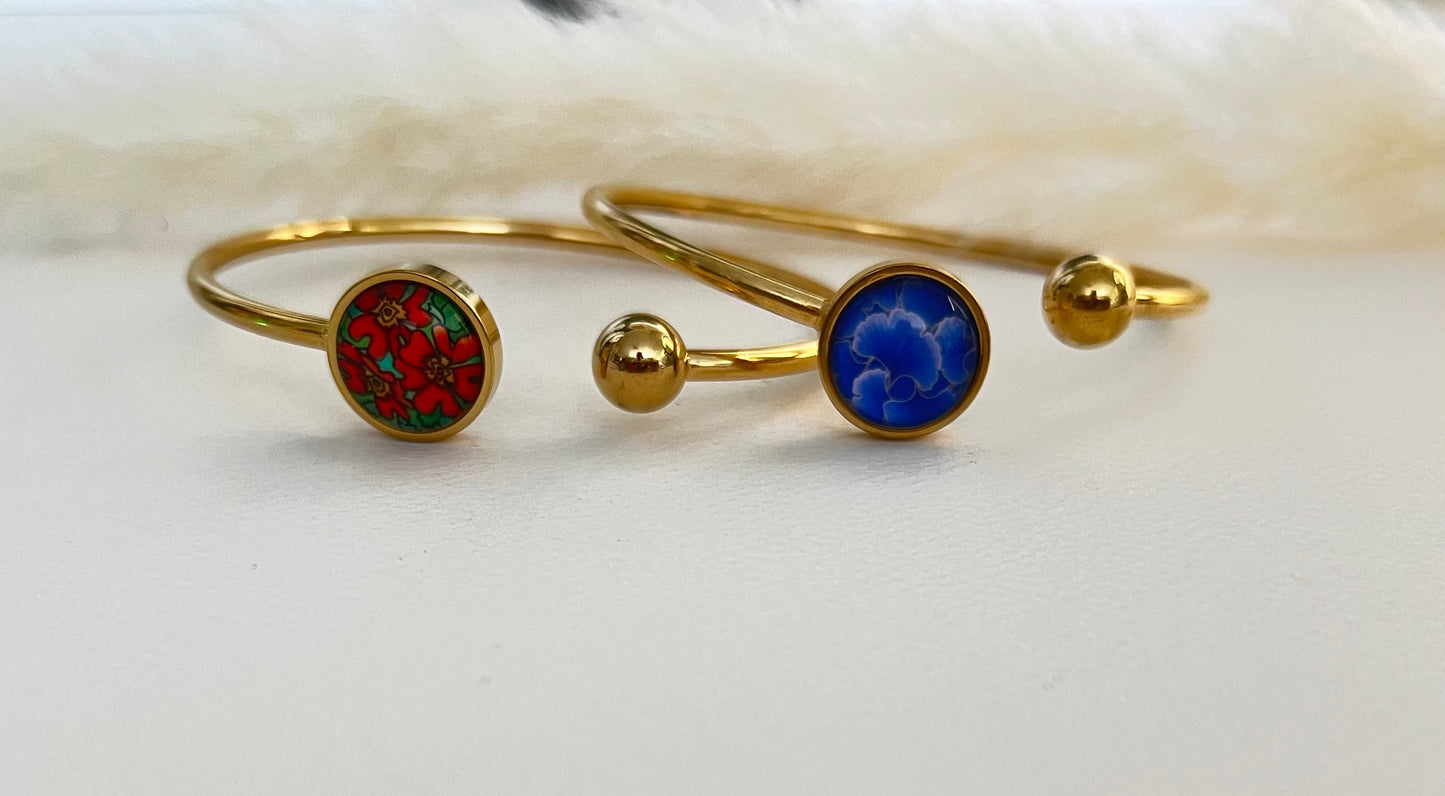 Floral Delicate Gold Bracelet Cuff