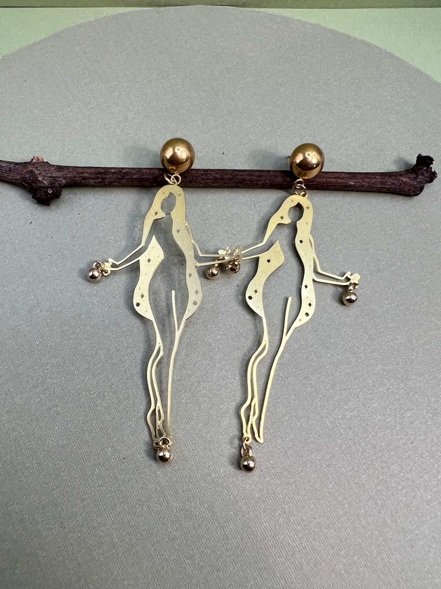 Brass Woman's Silhouette Earrings