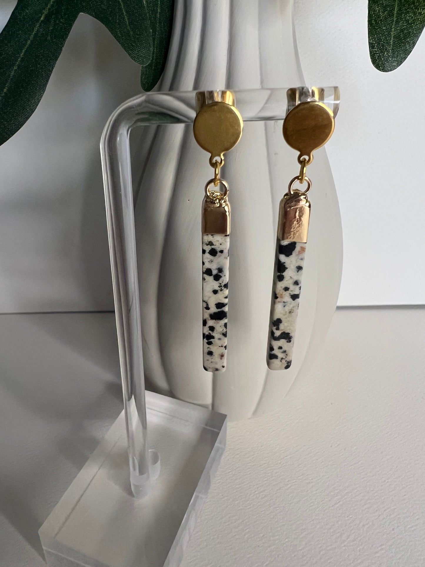 Dalmatian Jasper Stone Earrings