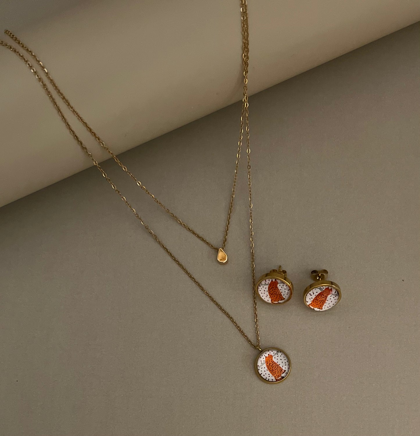Leopard Layered Necklace Set