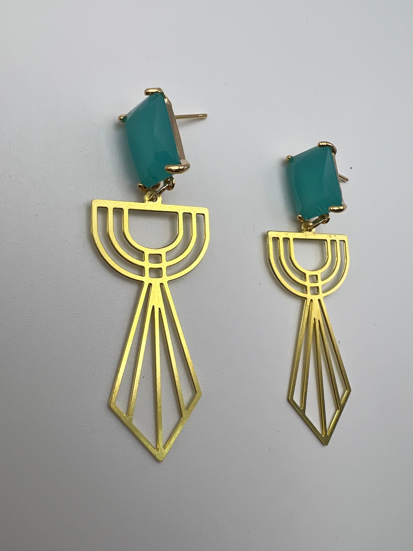 Art Deco-Inspired Brass Earrings