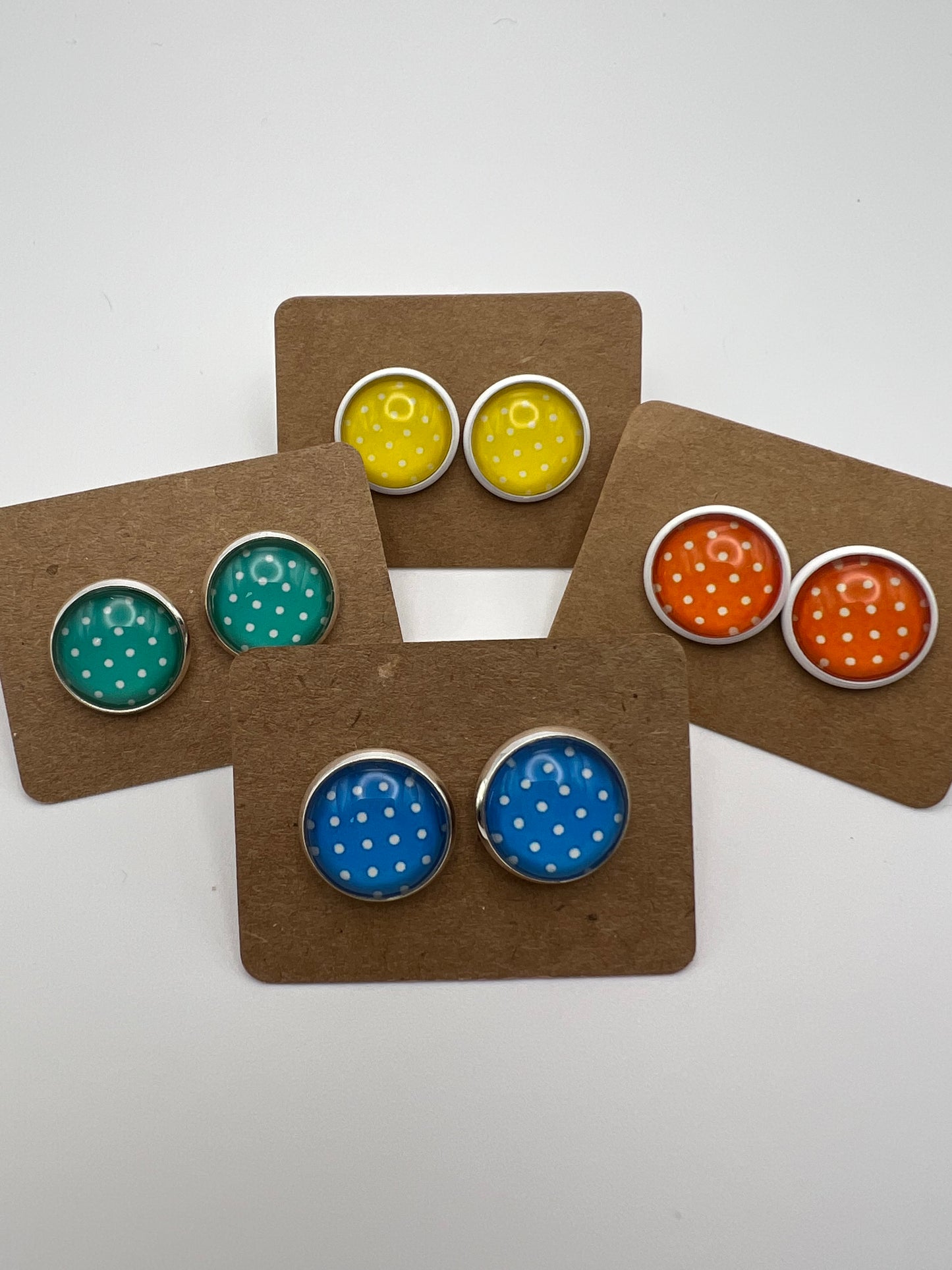 Colorful Polka-Dot Stud Earrings