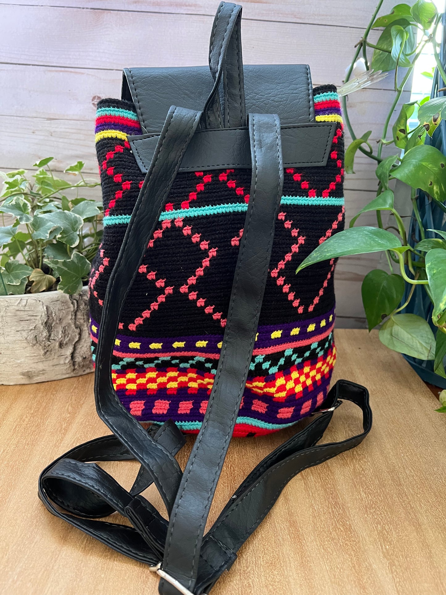 Bohemian Colorful Knitted Backpack