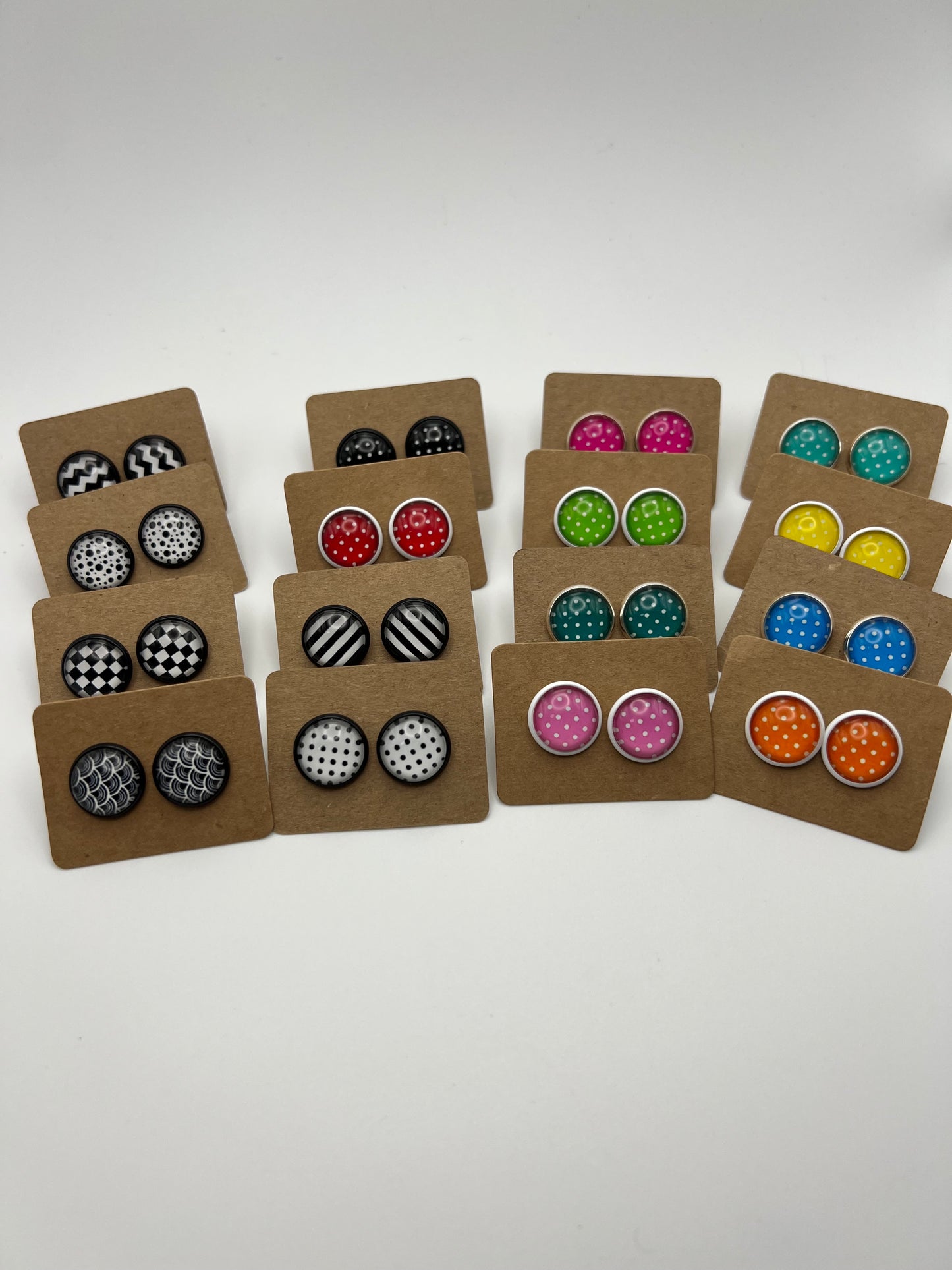 Colorful Polka-Dot Stud Earrings