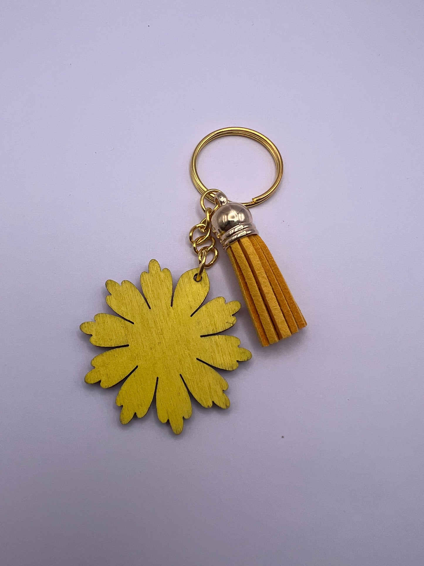 Hand-Painted Yellow Flower Keychain