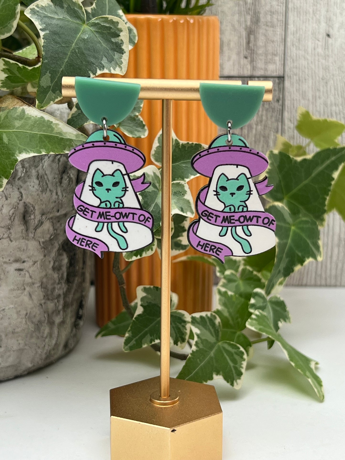 Cat & Aliens Dangle Earrings