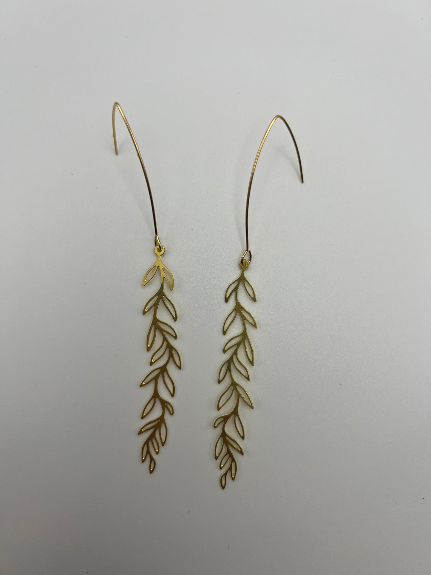 Brass Leaf Dangle Earrings