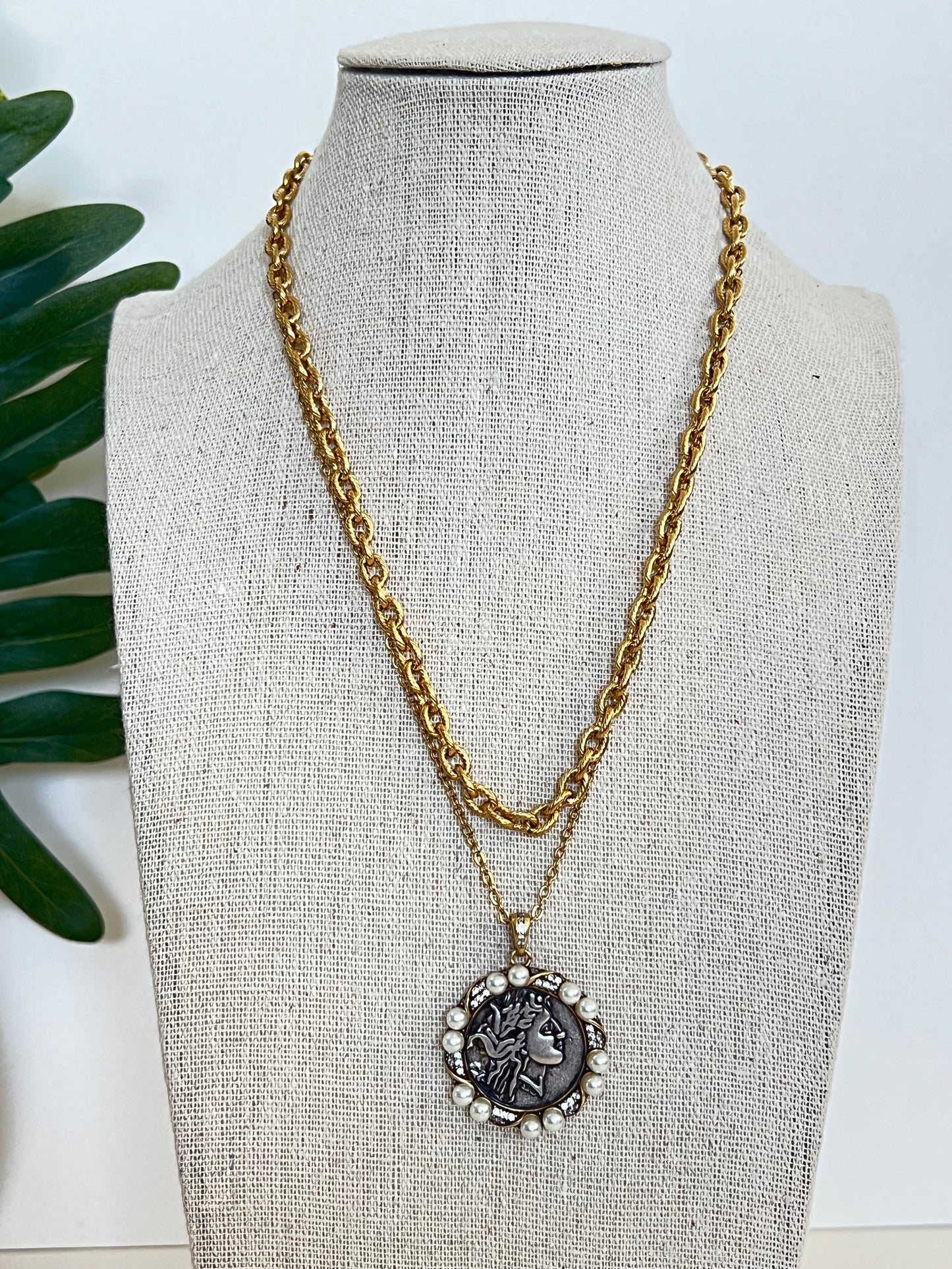 Antique Pearl Medallion Necklace
