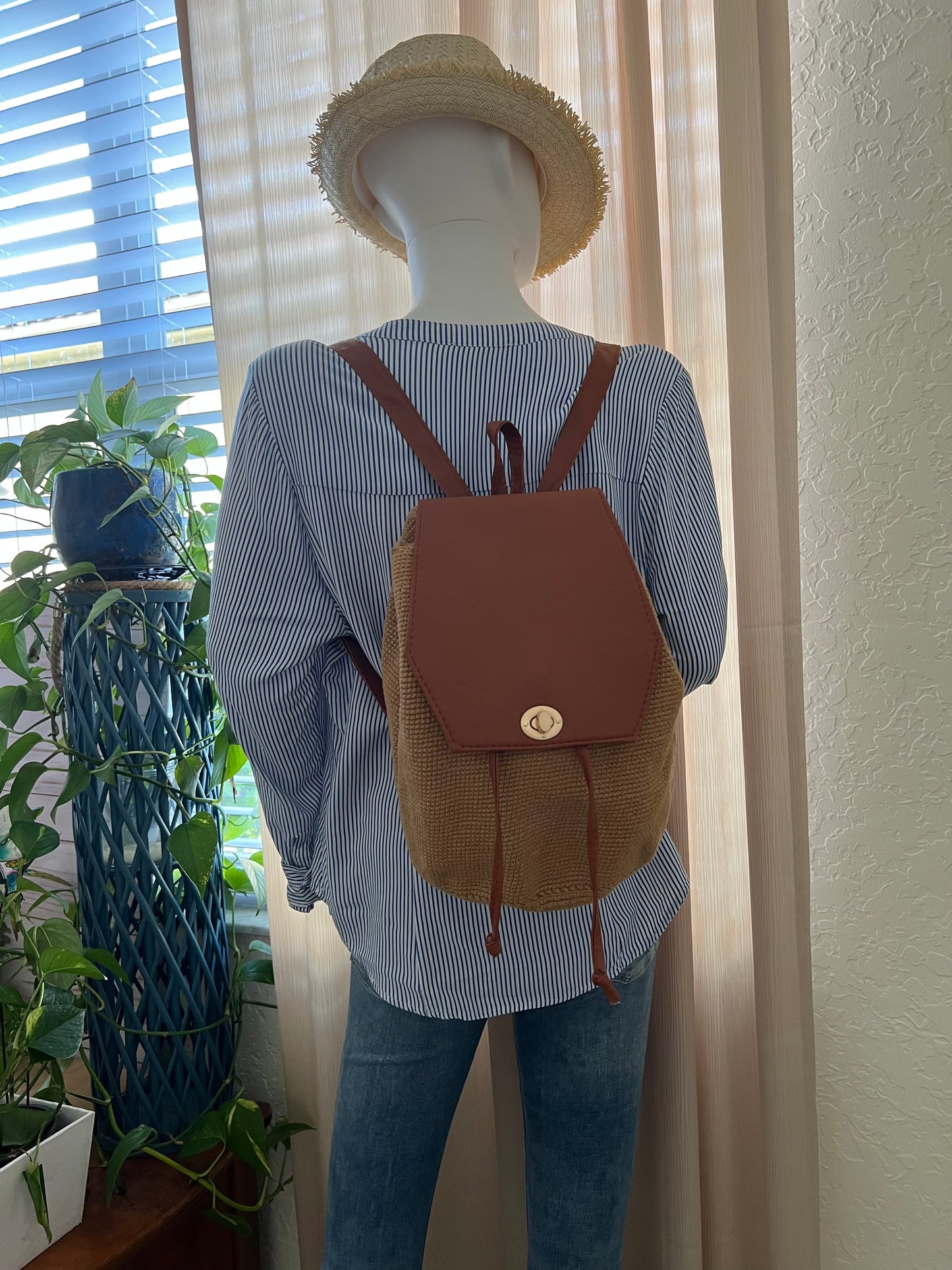 Classic Tan Handwoven Backpack