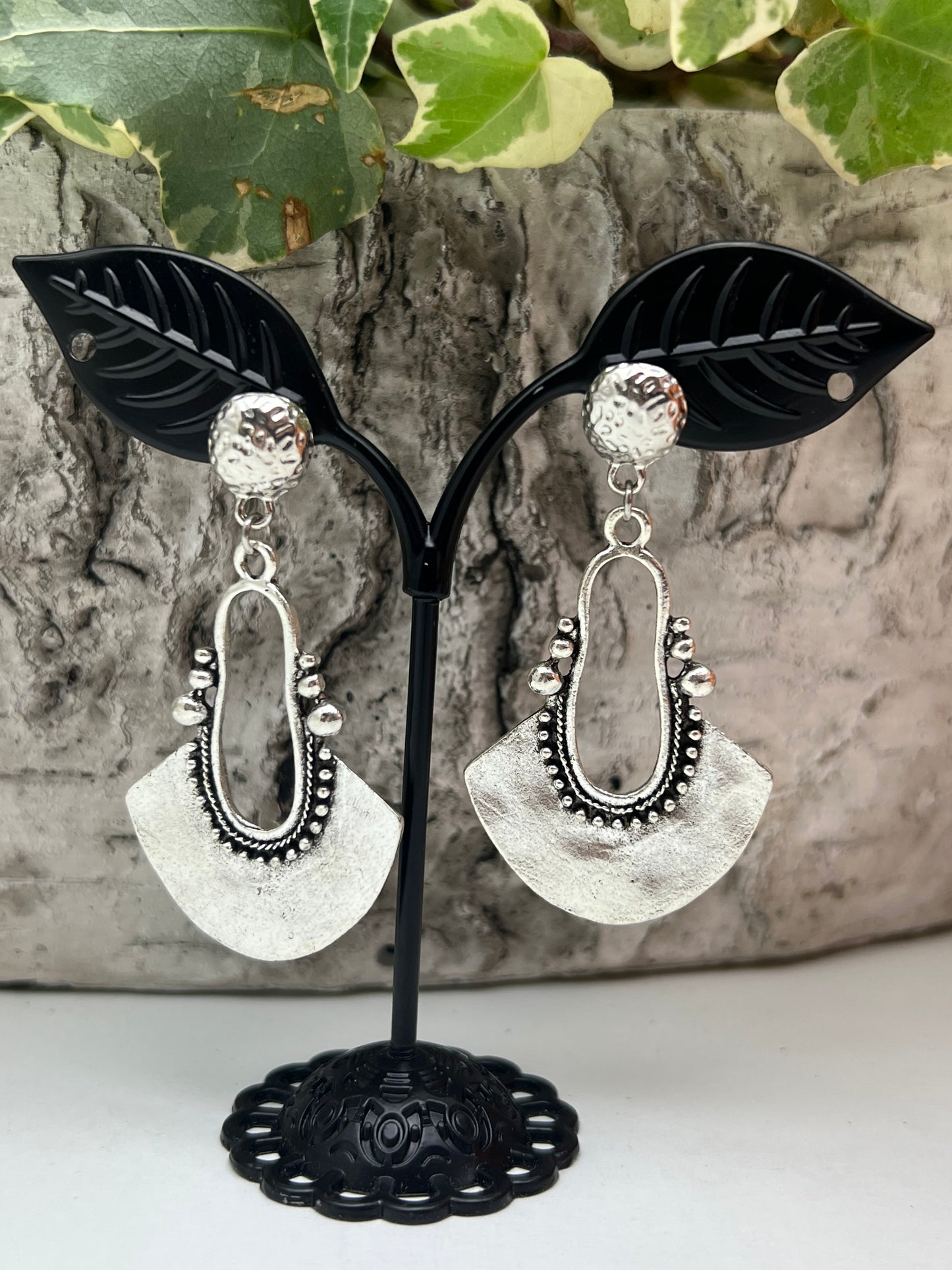 Western Boho Silver Dangle Earrings