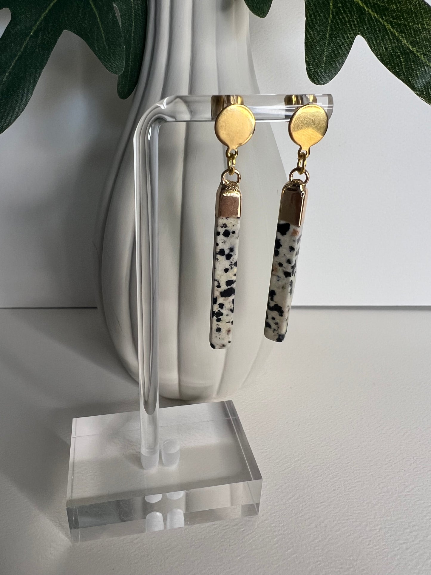 Dalmatian Jasper Stone Earrings