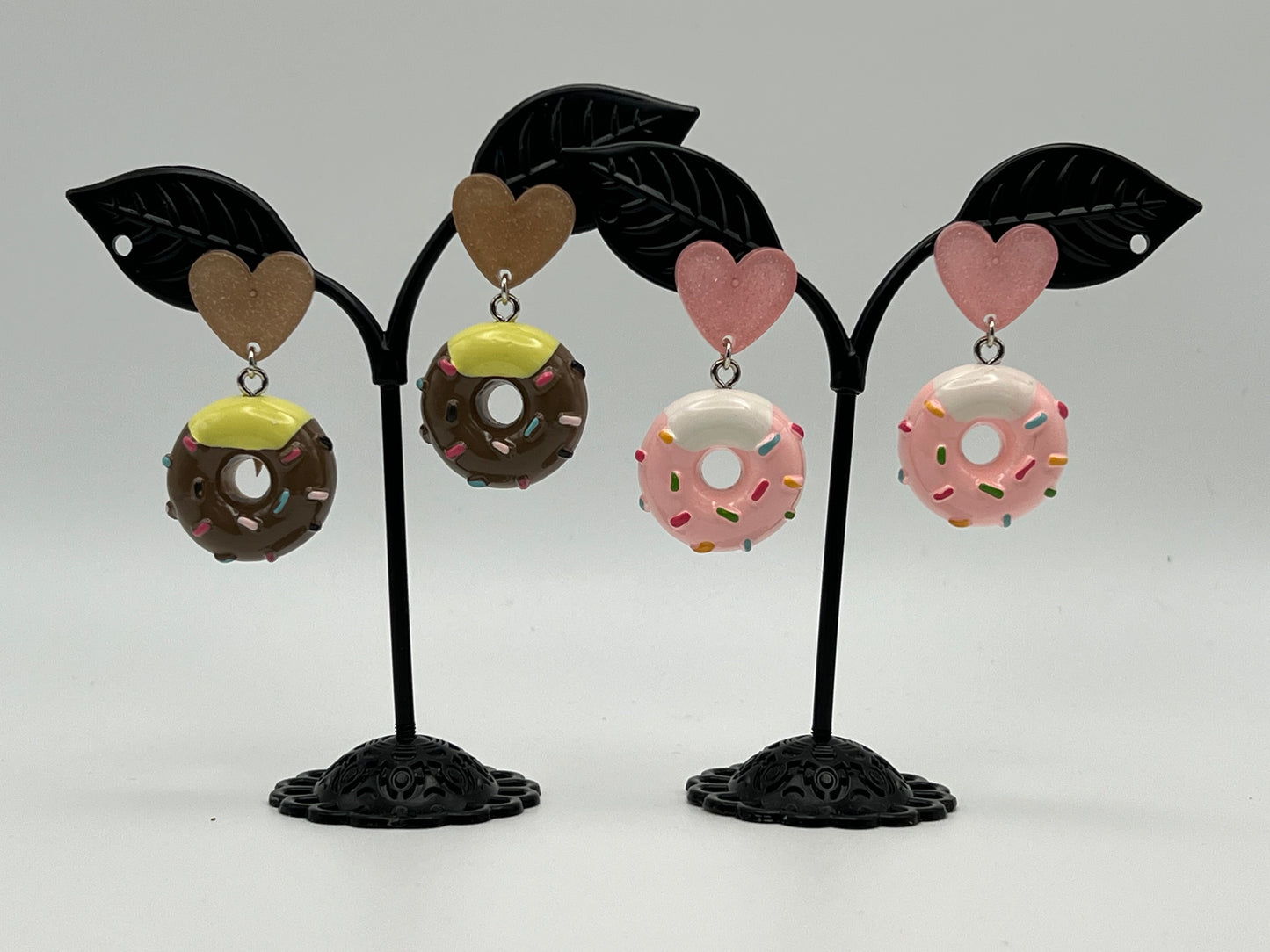 Kawaii Donut & Heart Dangle Earrings
