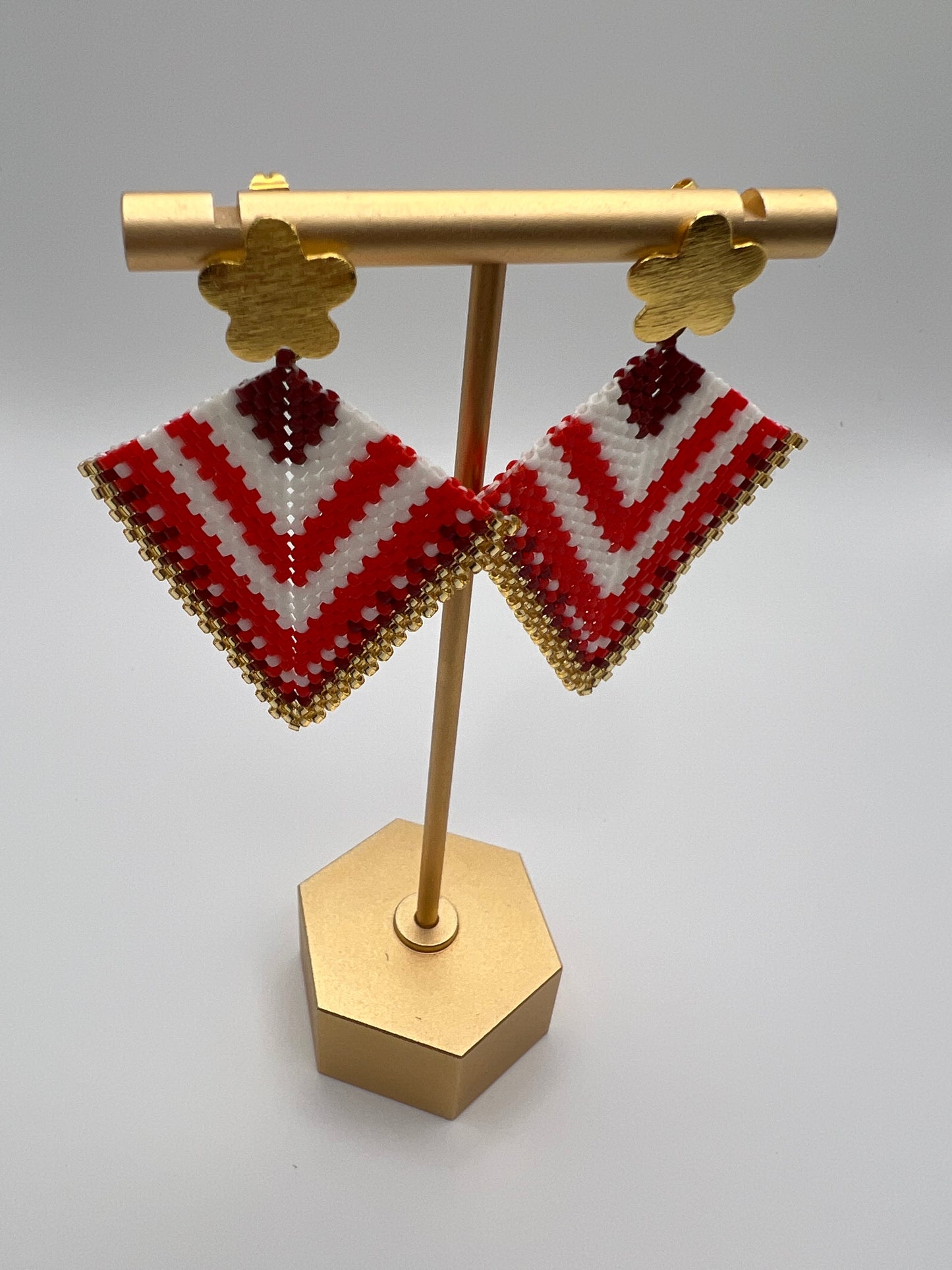 Geometric Floral Beaded Earrings