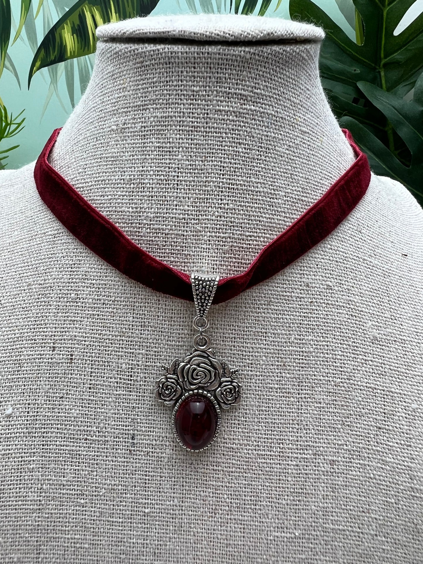 Romantic Goth Floral Velvet Choker