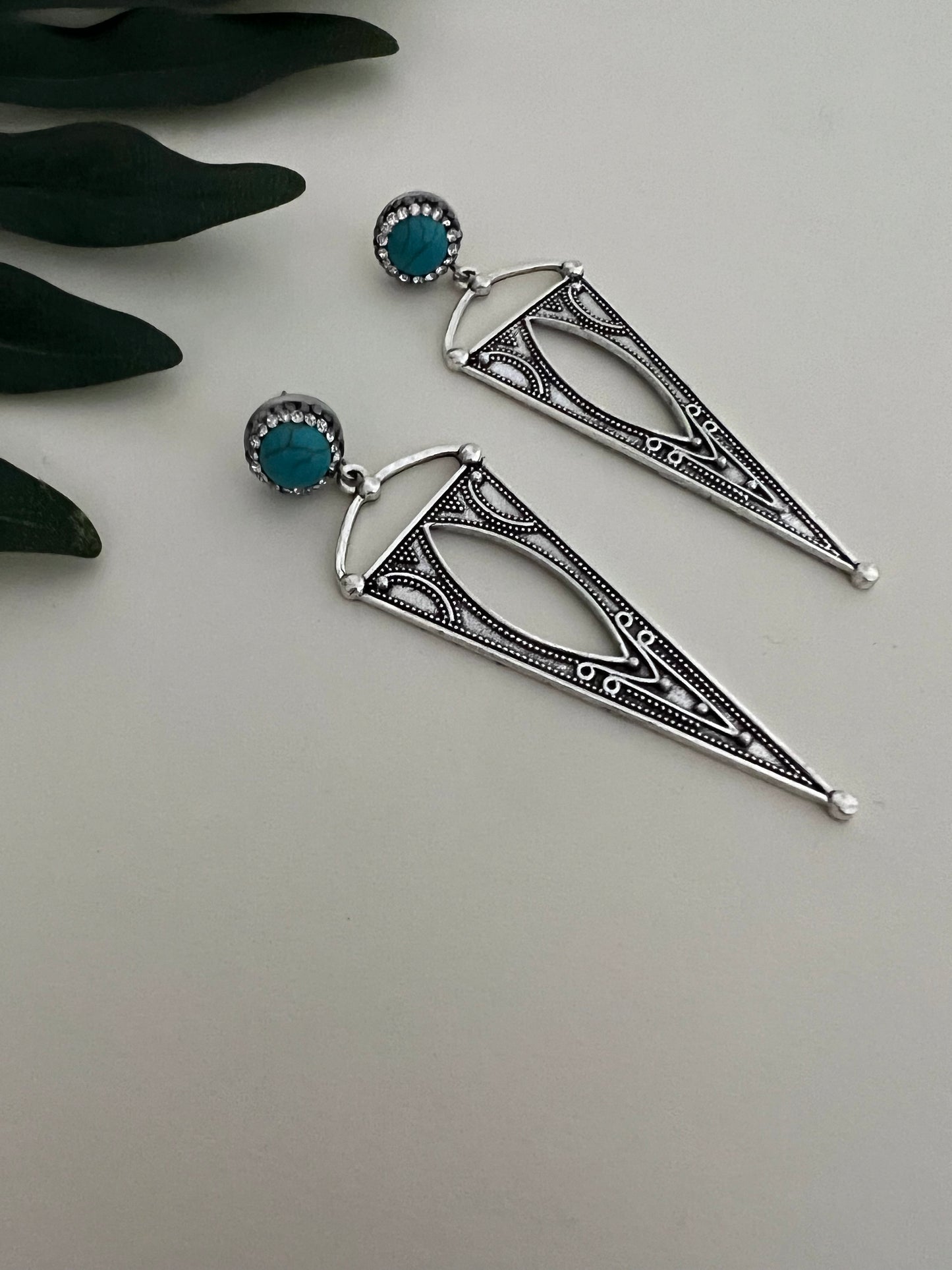 Western Boho Silver Dangle Earrings