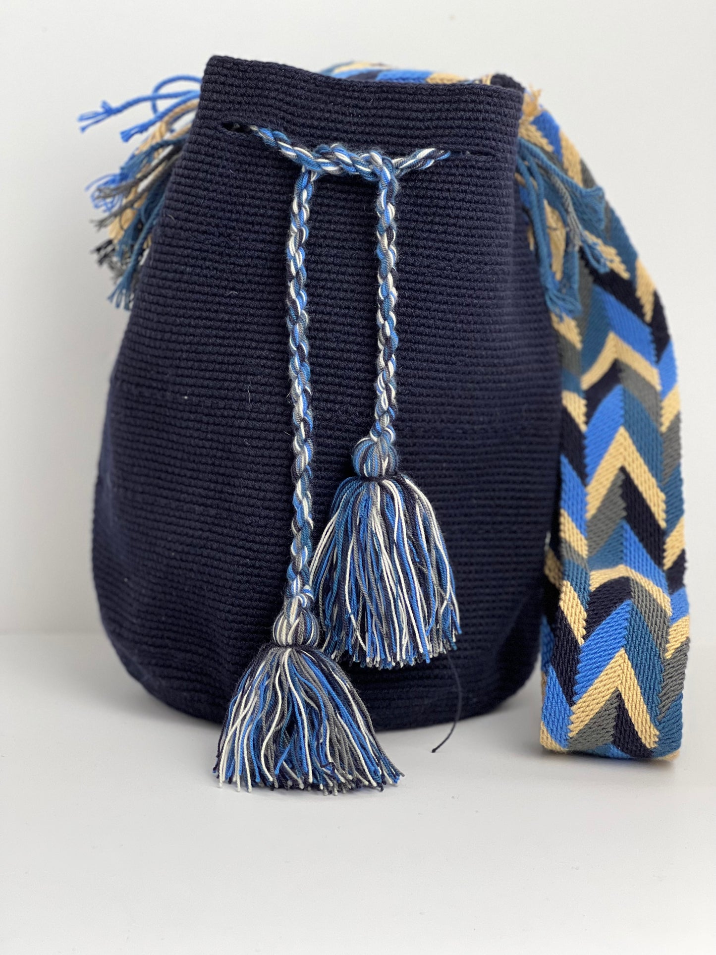 Dark Blue Handwoven Bucket Bag
