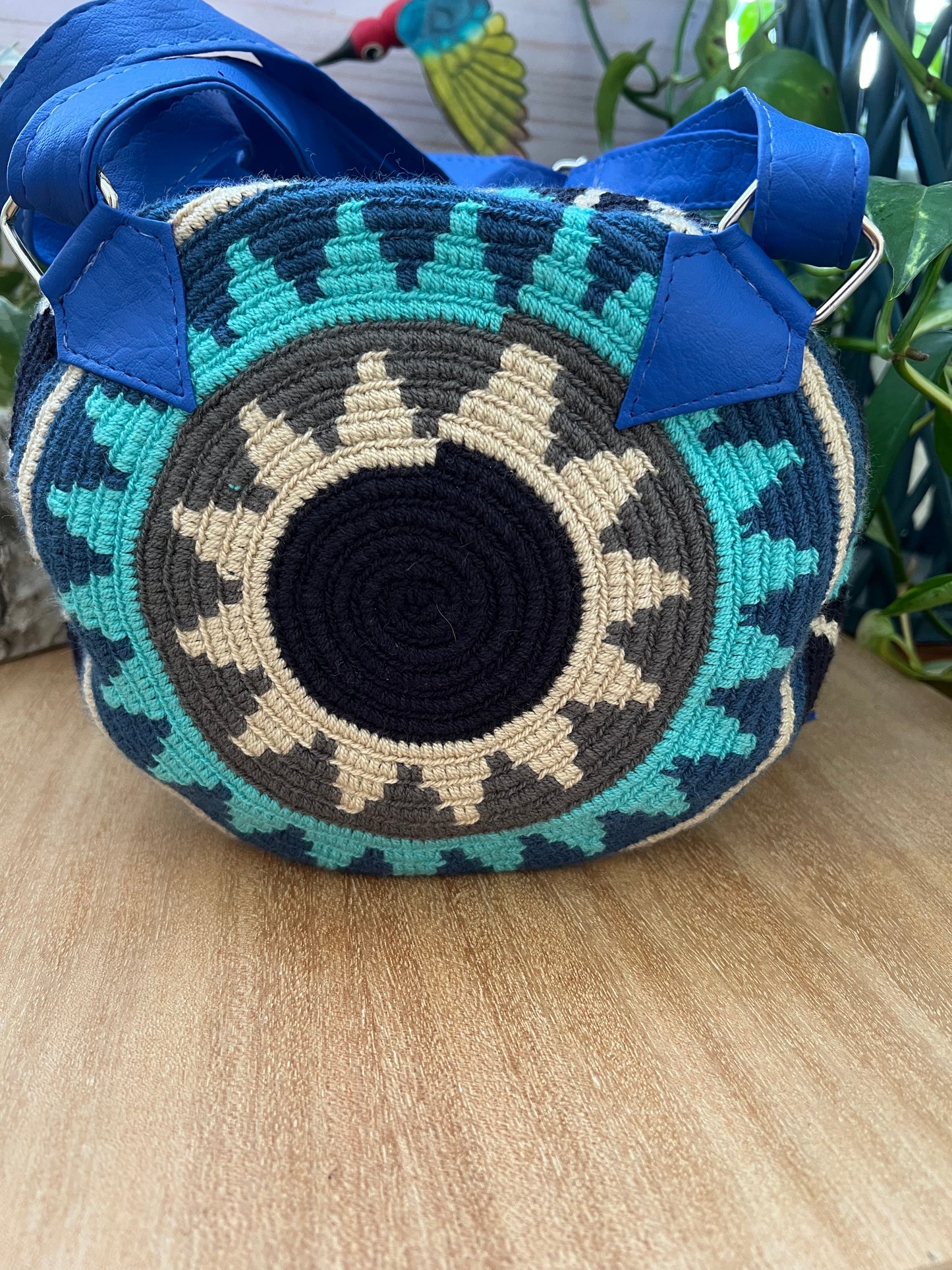 Geometric Pattern Handwoven Backpack