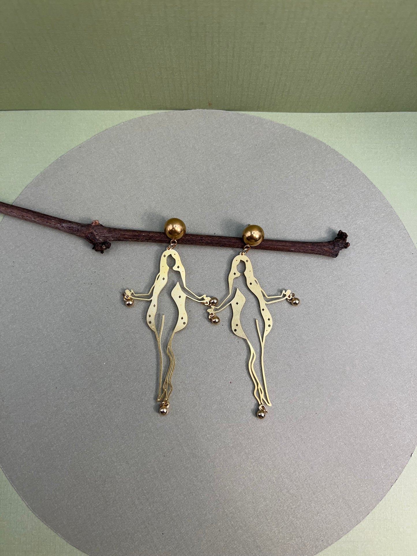 Brass Woman's Silhouette Earrings