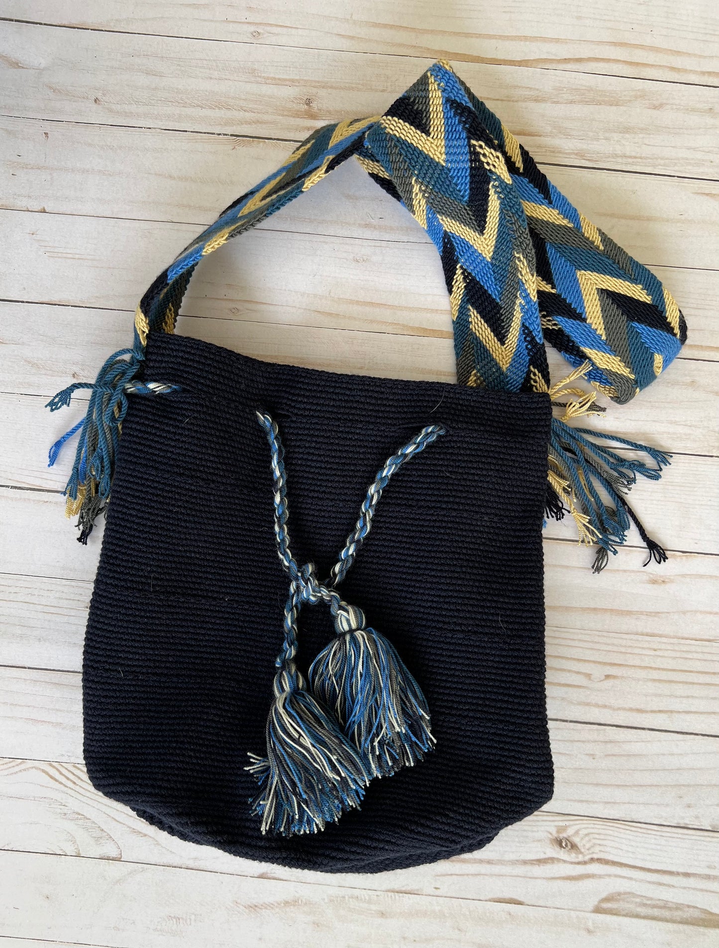 Dark Blue Handwoven Bucket Bag