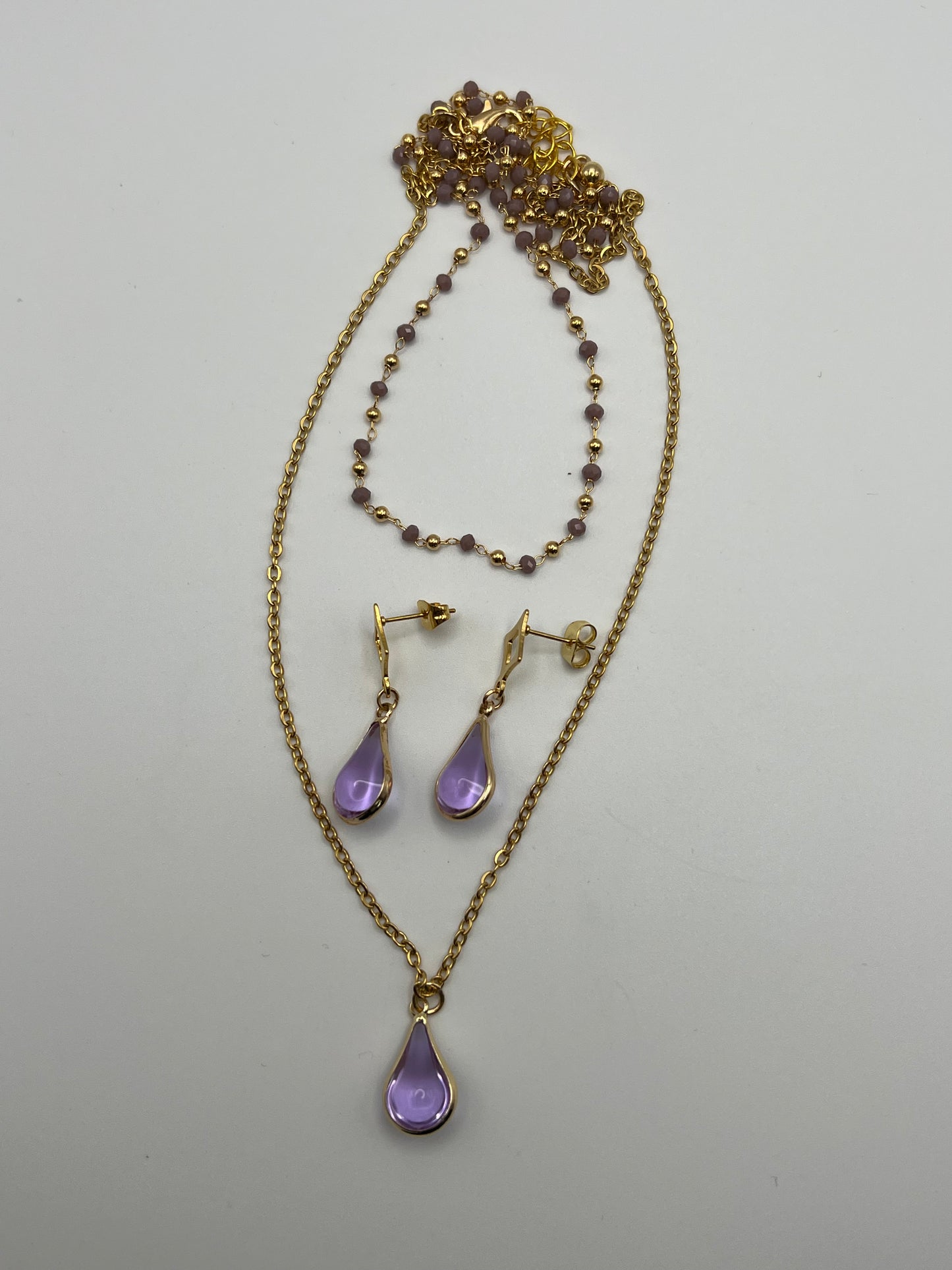 Teardrop Pendant Layered Necklace Set