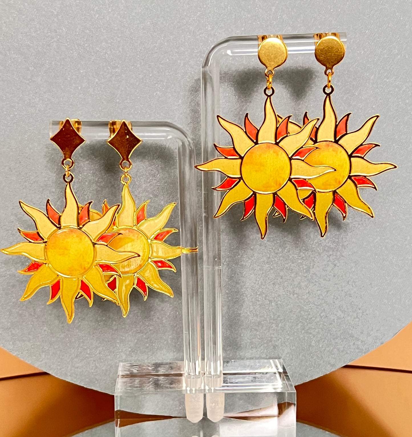 Brass Sun Statement Earrings