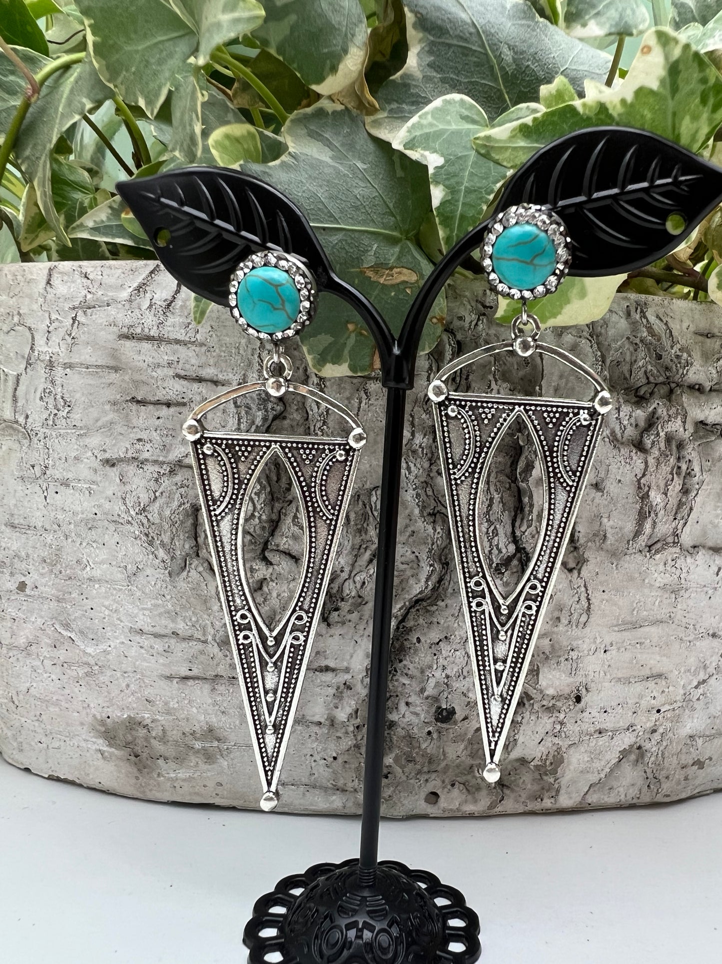 Western Boho Silver Dangle Earrings