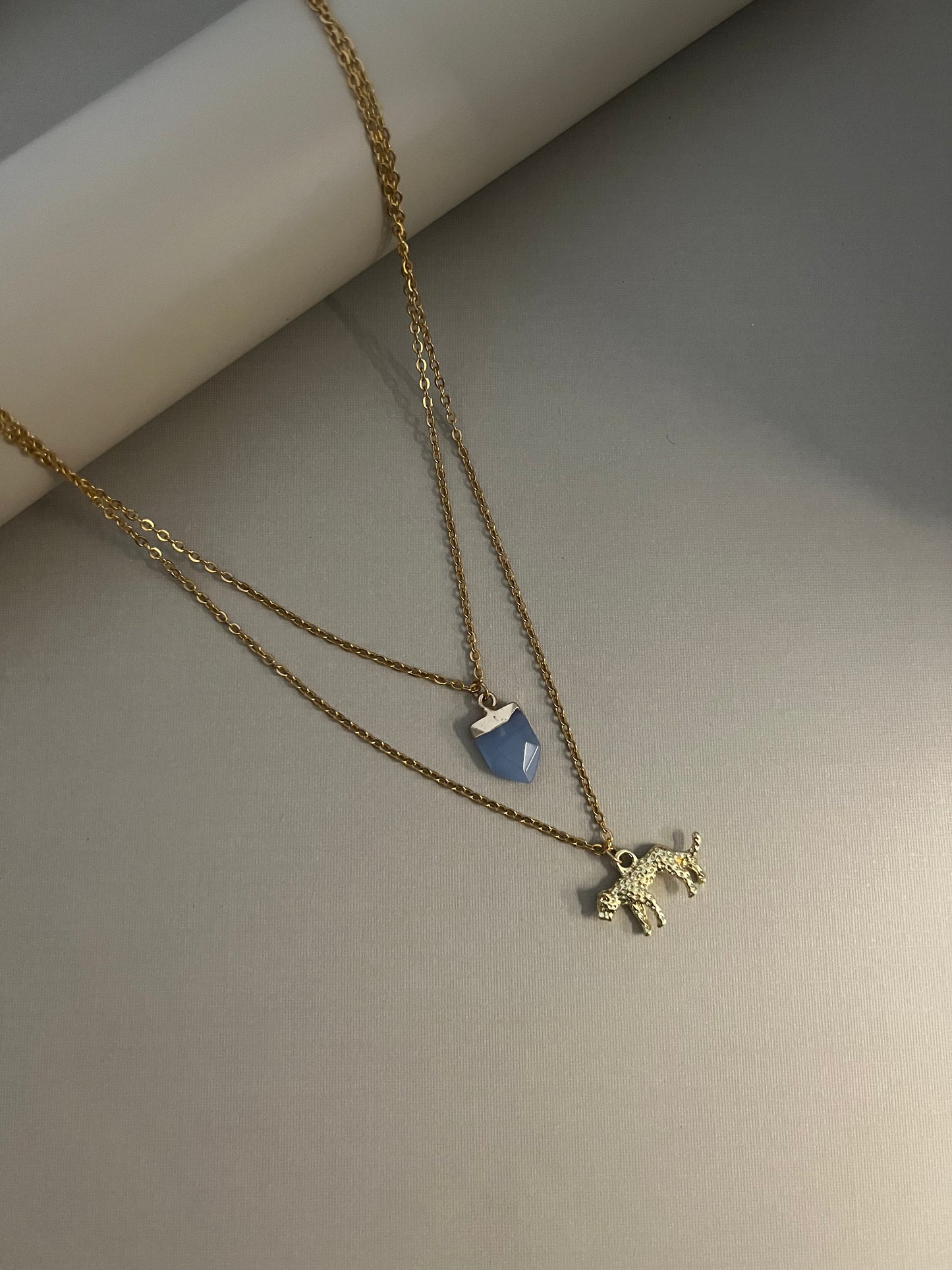 Leopard & Blue Opal Layered Necklace