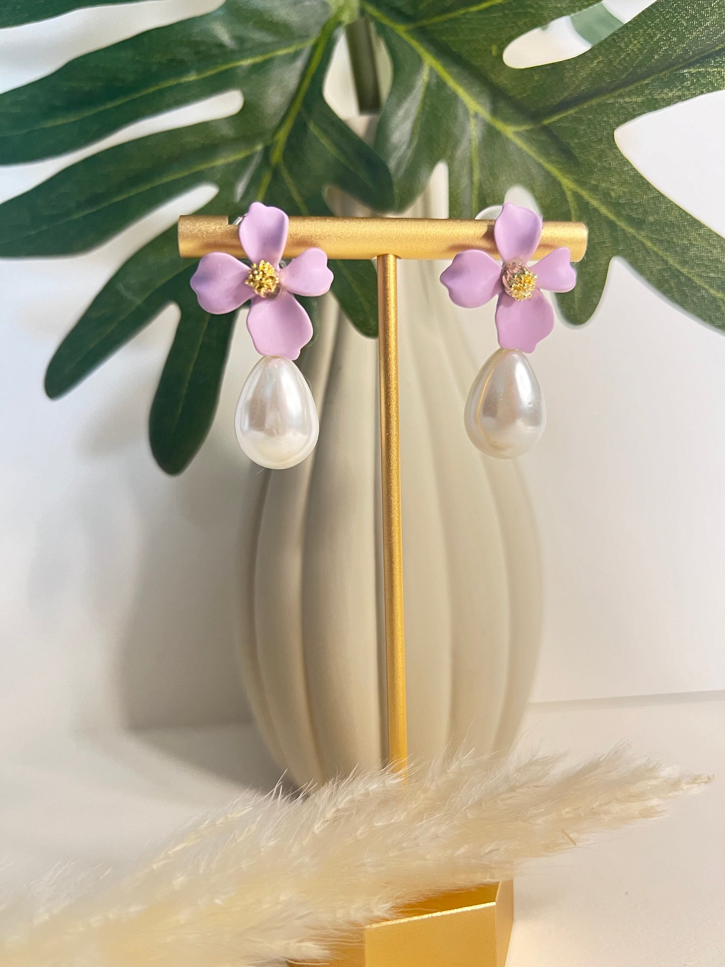 Flower & Pearl Drop Earrings