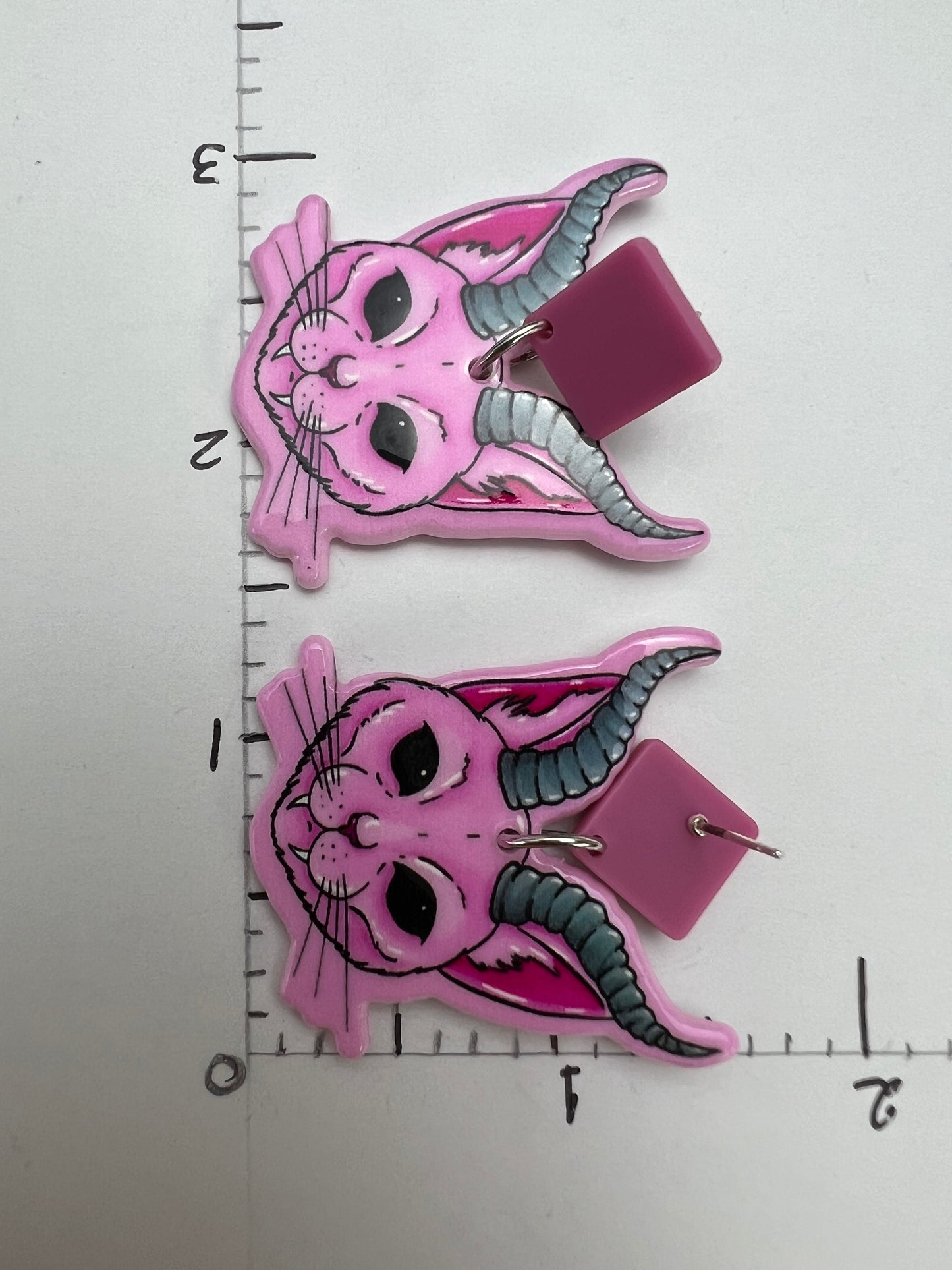 Spooky Cat with Horns Earrings