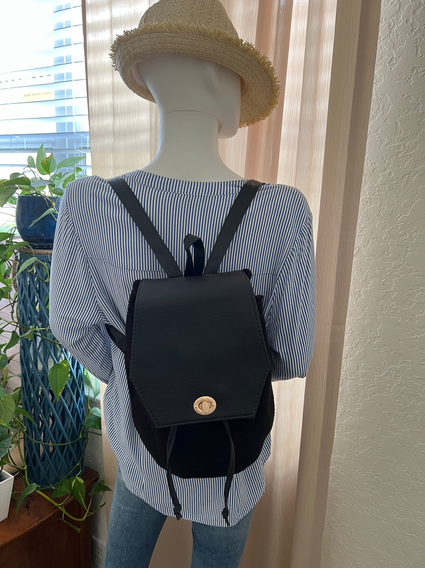 Classic Black Handwoven Backpack