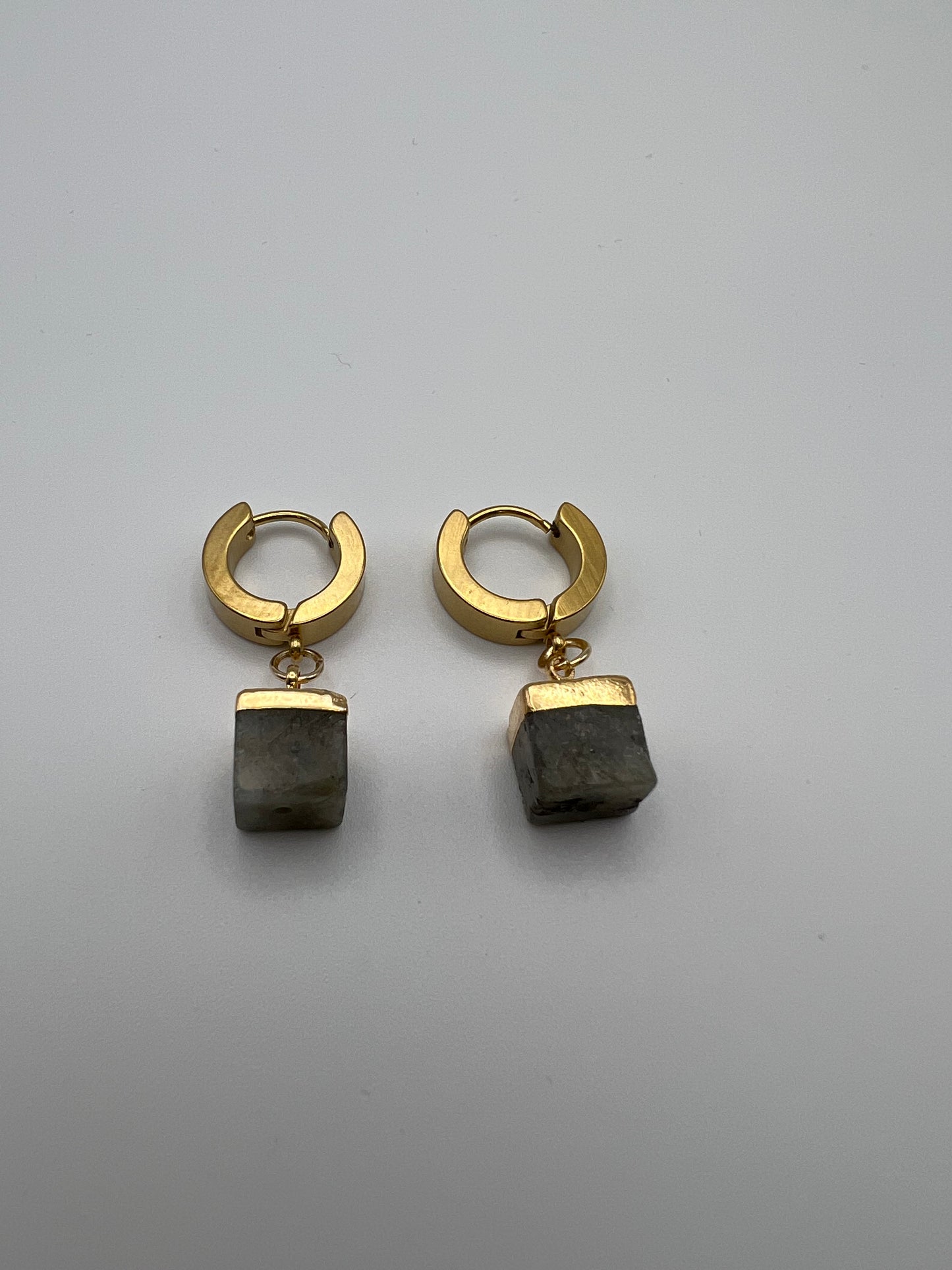 Natural Stone Dainty Gold Hoops