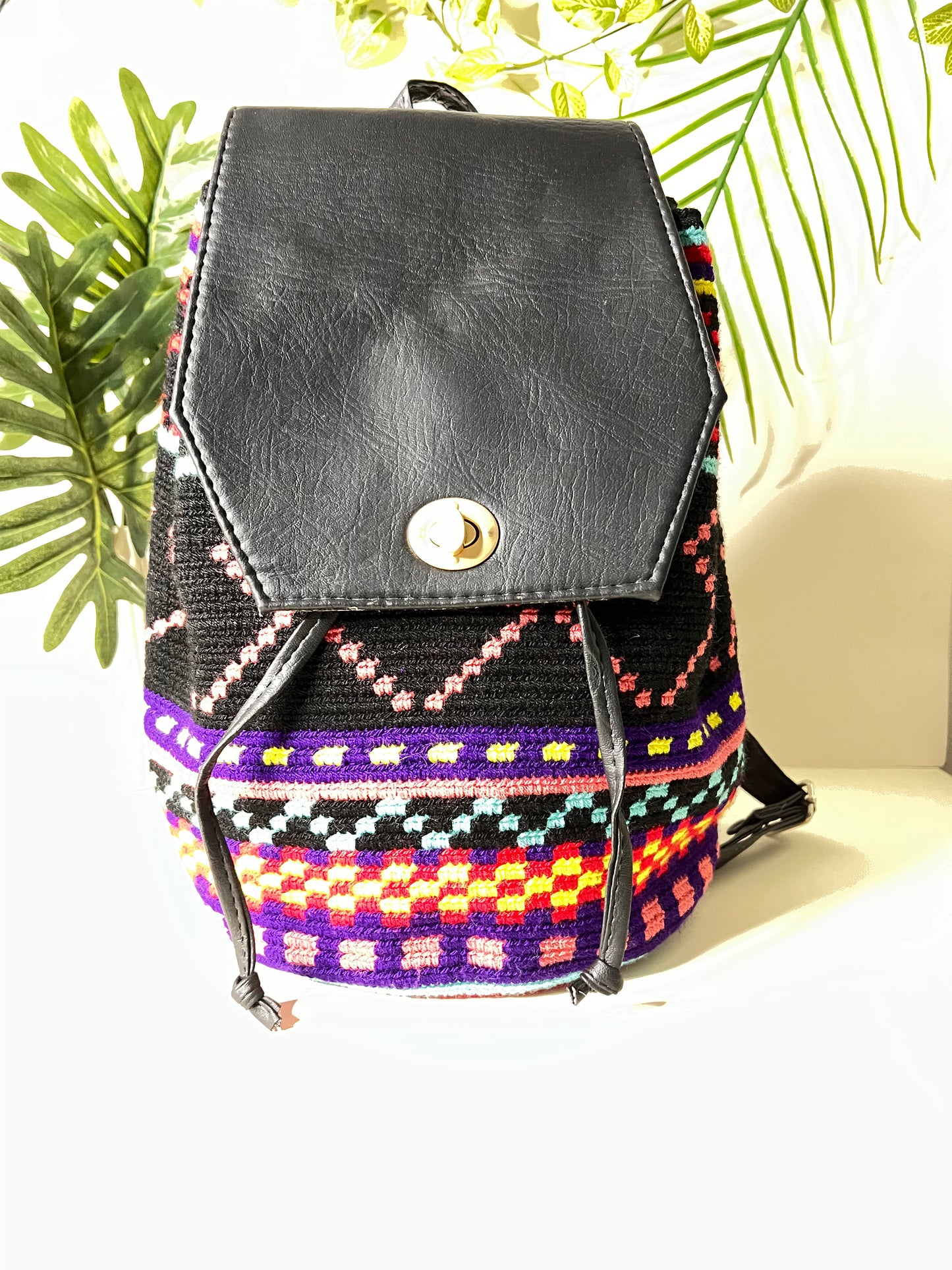 Bohemian Colorful Knitted Backpack