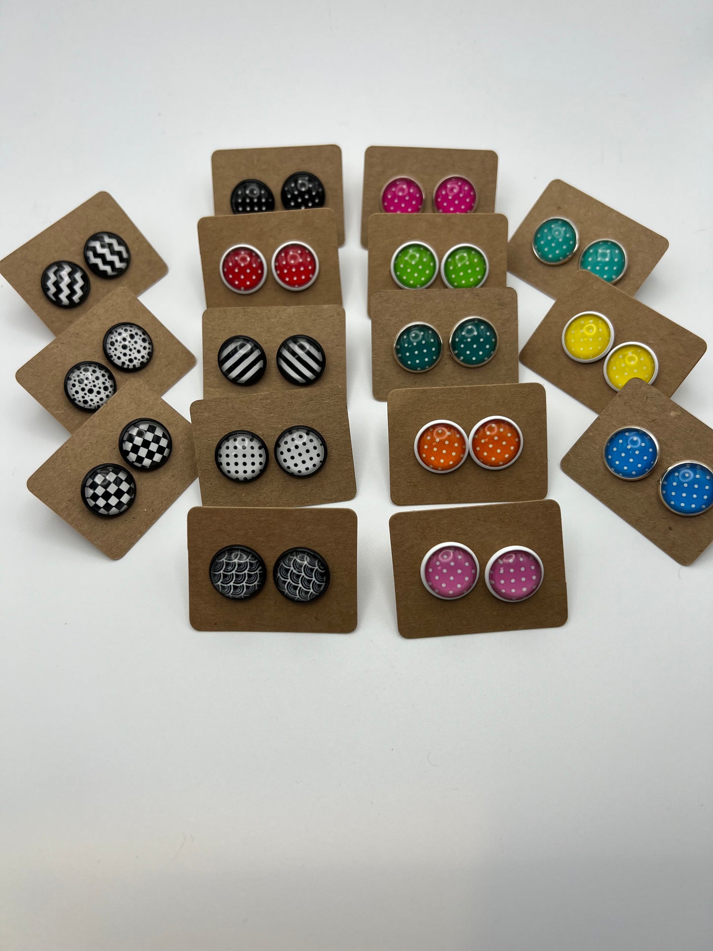 Colorful Polka-Dot Stud Earrings