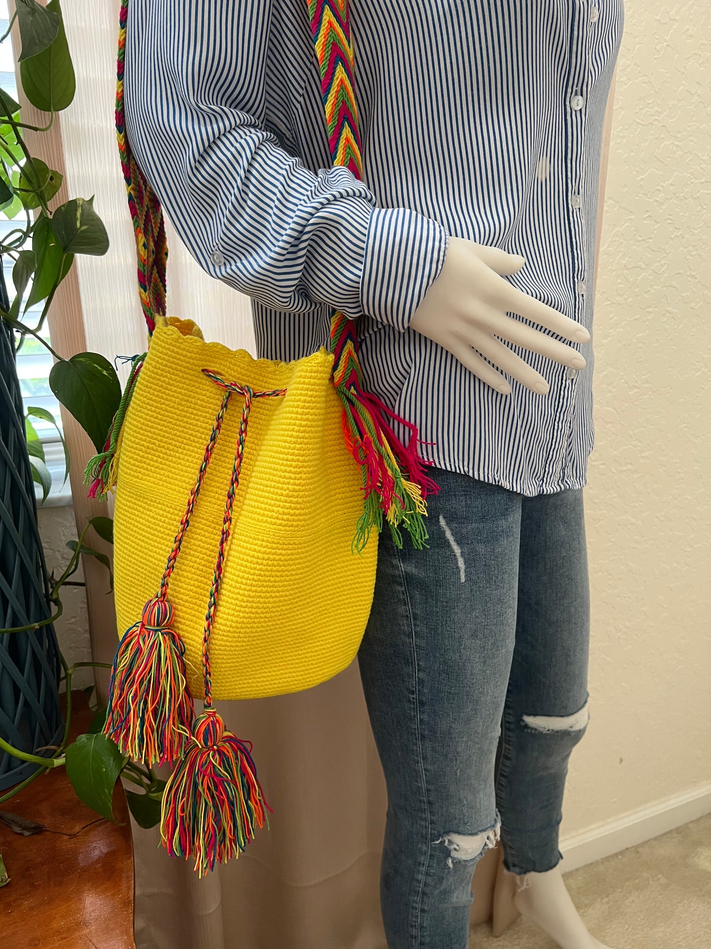 Bright Yellow Wayuu Mochila Bag