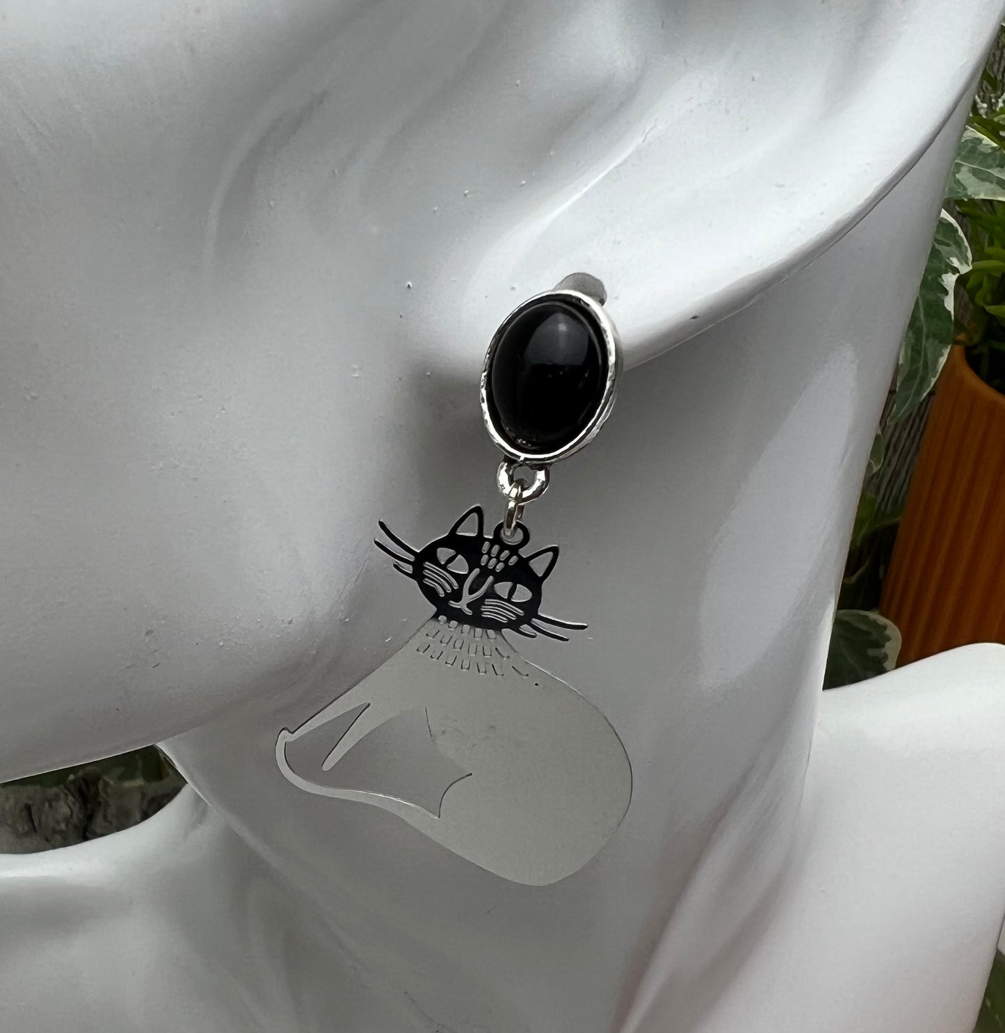 Minimalist Retro Silver & Gold Cat Earrings