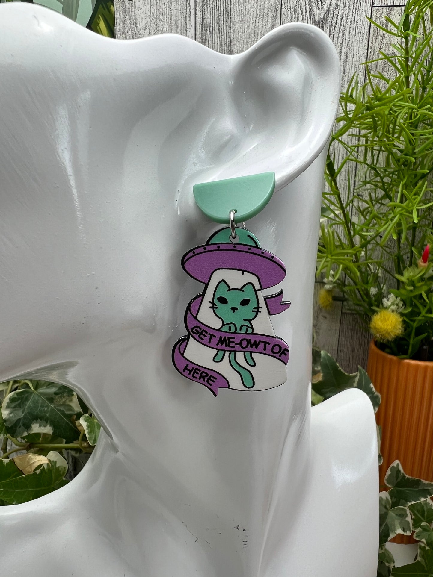 Cat & Aliens Dangle Earrings
