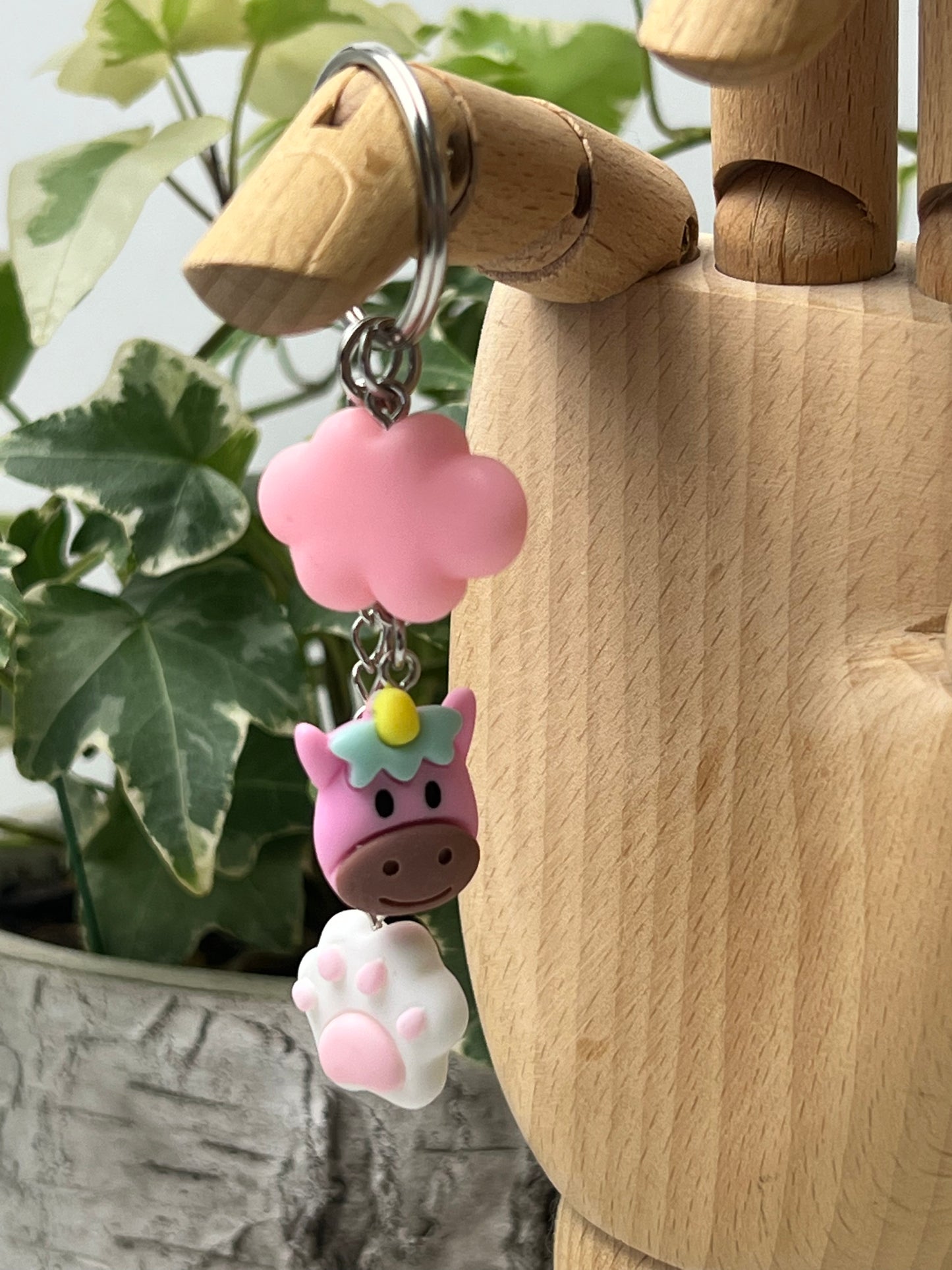 Kawaii Unicorn & Cloud Polymer Clay Keychain