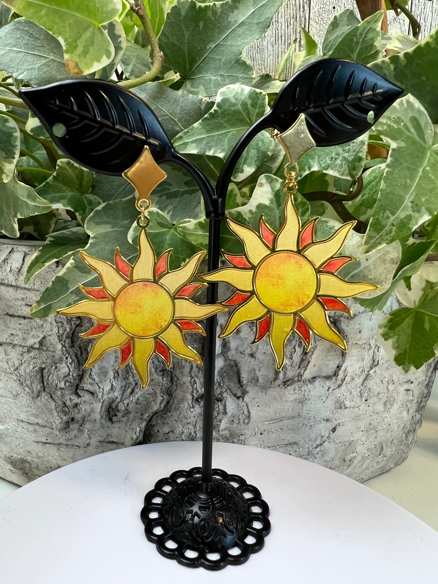 Brass Sun Statement Earrings