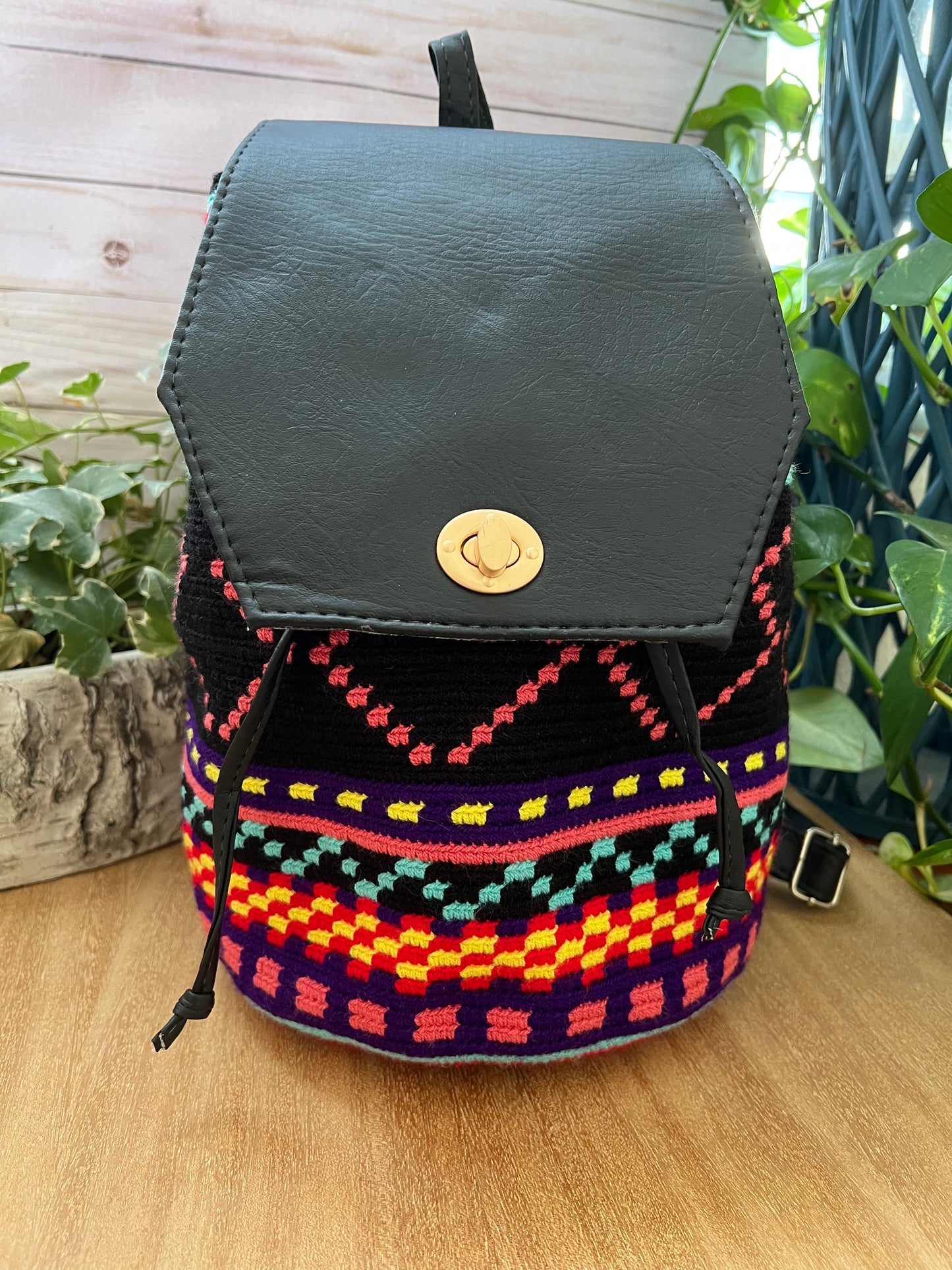 Bohemian Colorful Knitted Backpack
