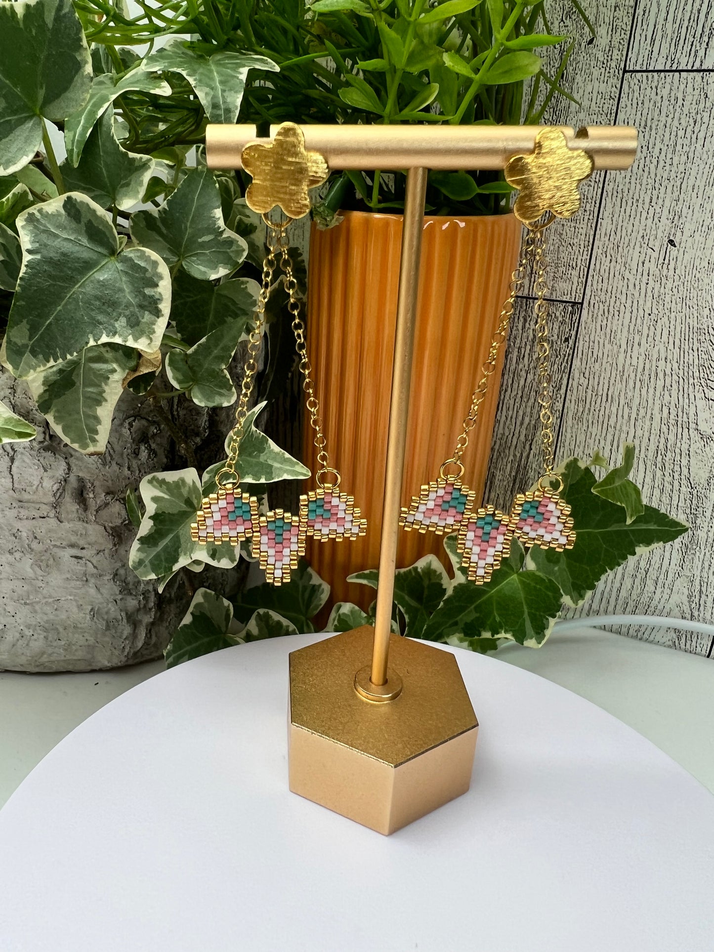 Delicate Flower Beaded Earrings