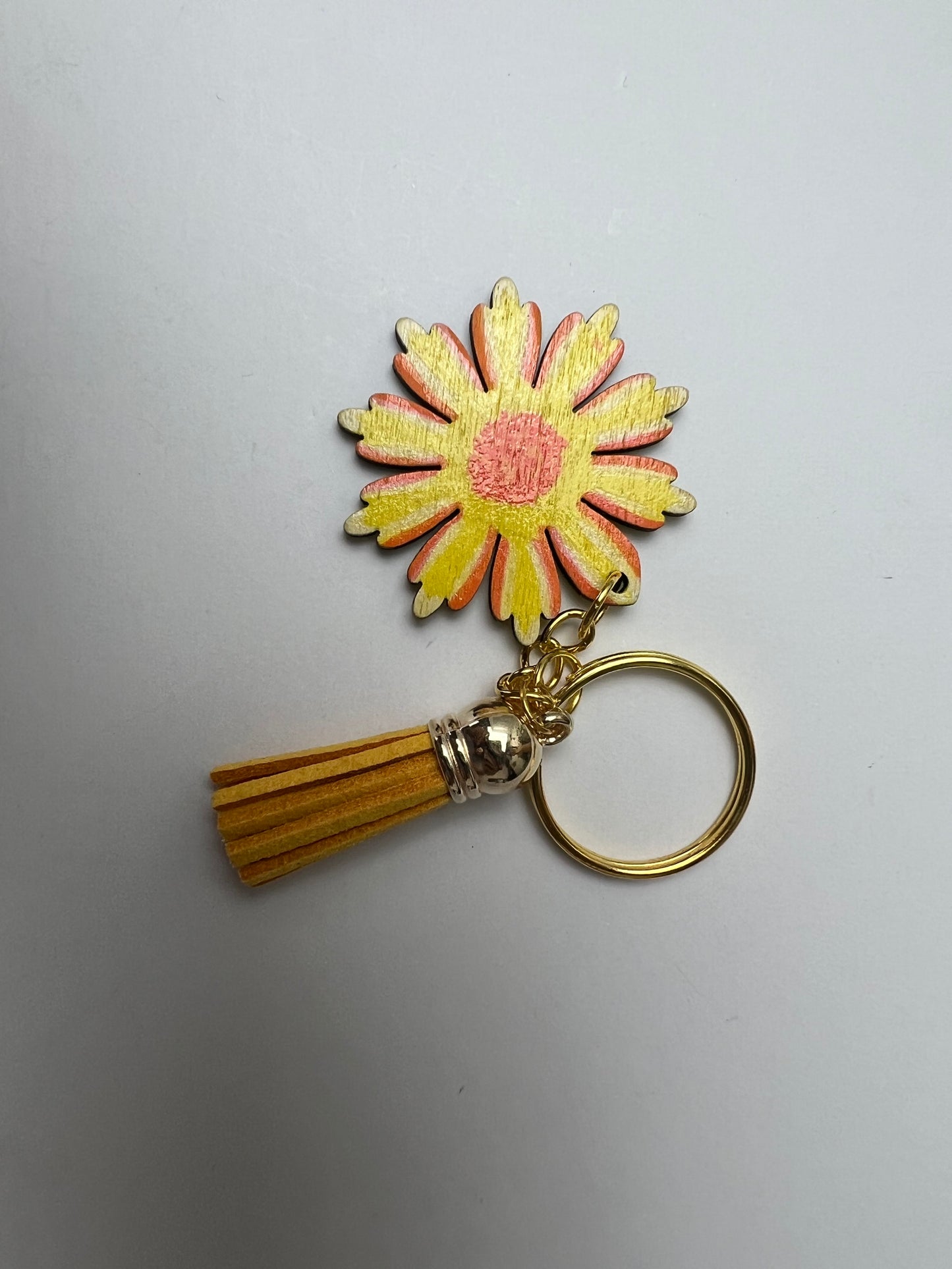 Hand-Painted Yellow Flower Keychain