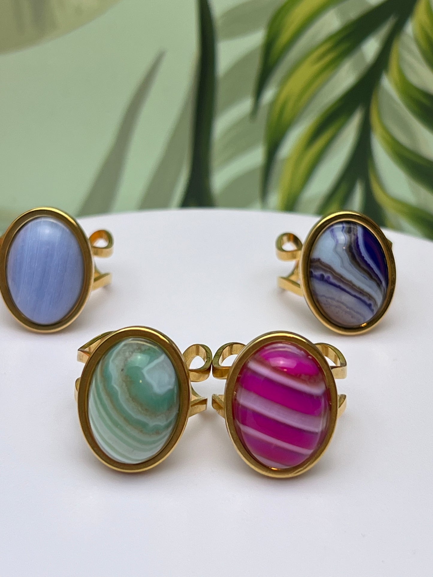 Agate Oval Statement Rings