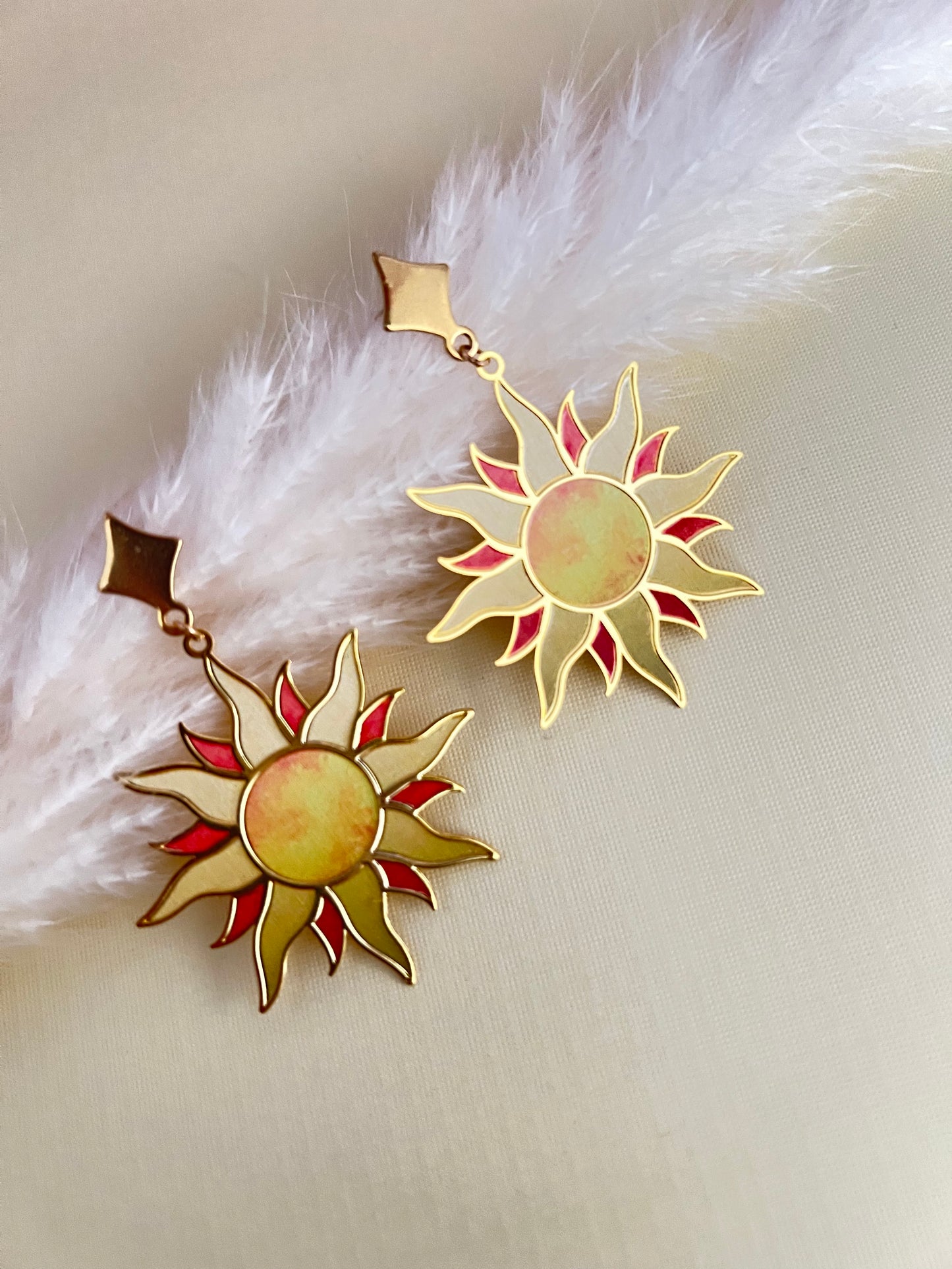 Brass Sun Statement Earrings