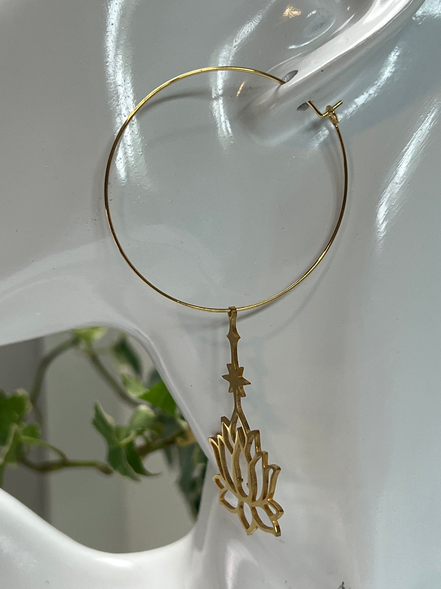 Lotus Buddha Pendant Hoops